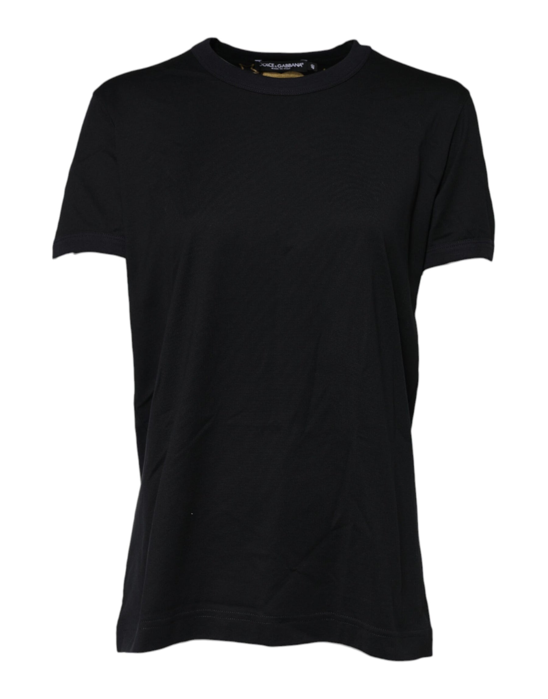 Dolce & Gabbana Black Cotton DG Print Short Sleeve Top T-shirt | Regal Royce