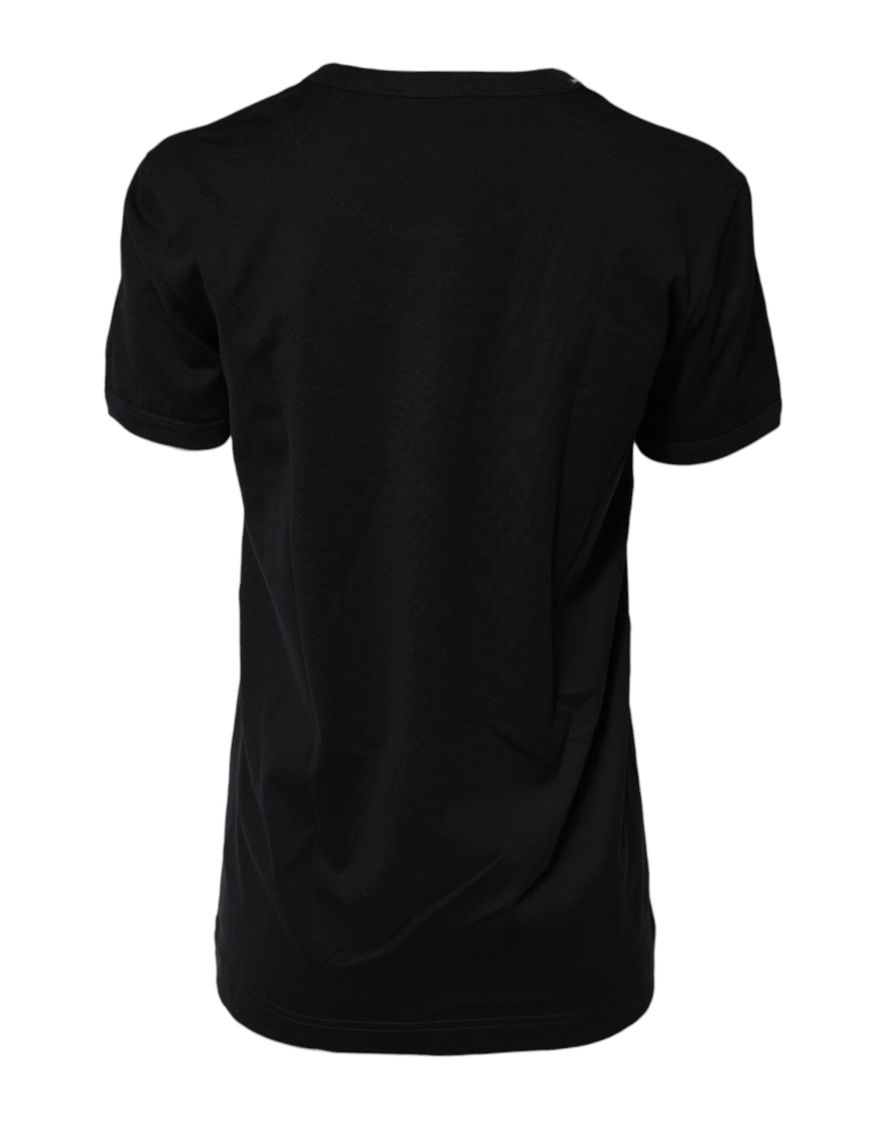 Dolce & Gabbana Black Cotton DG Print Short Sleeve Top T-shirt | Regal Royce