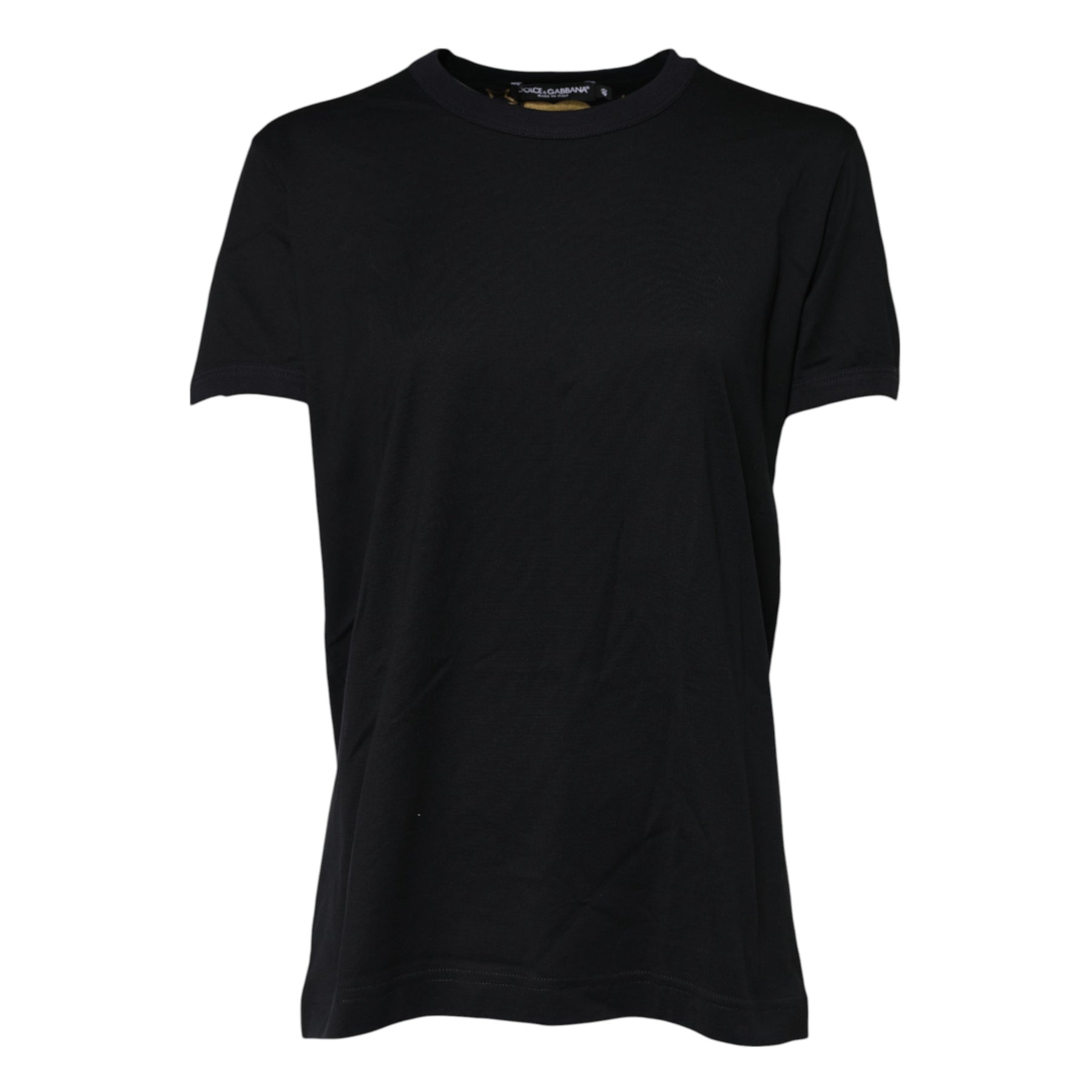 Dolce & Gabbana Black Cotton DG Print Short Sleeve Top T-shirt | Regal Royce