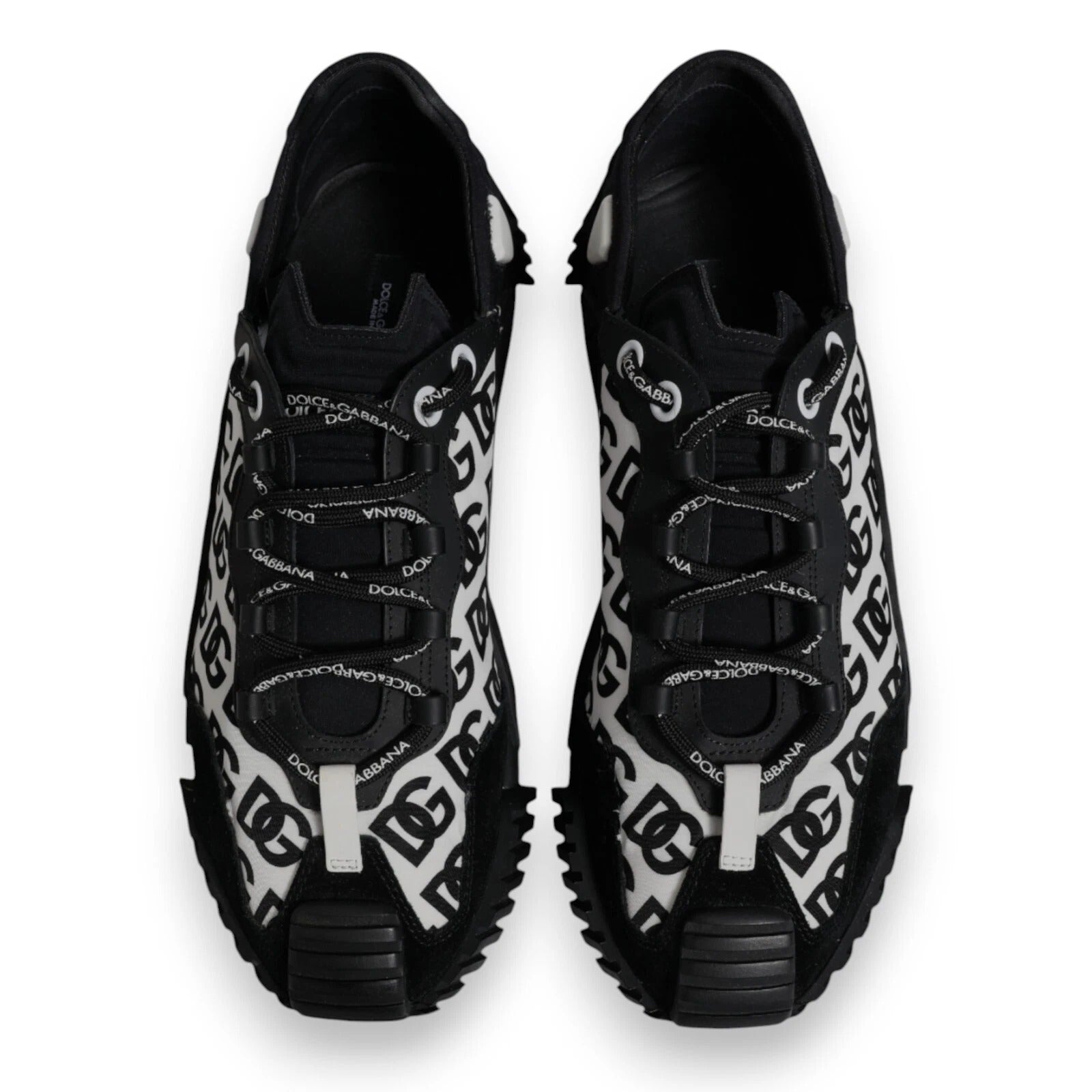 Dolce & Gabbana Black Logo Lace Up Low Top NS1 Sneakers | Regal Royce