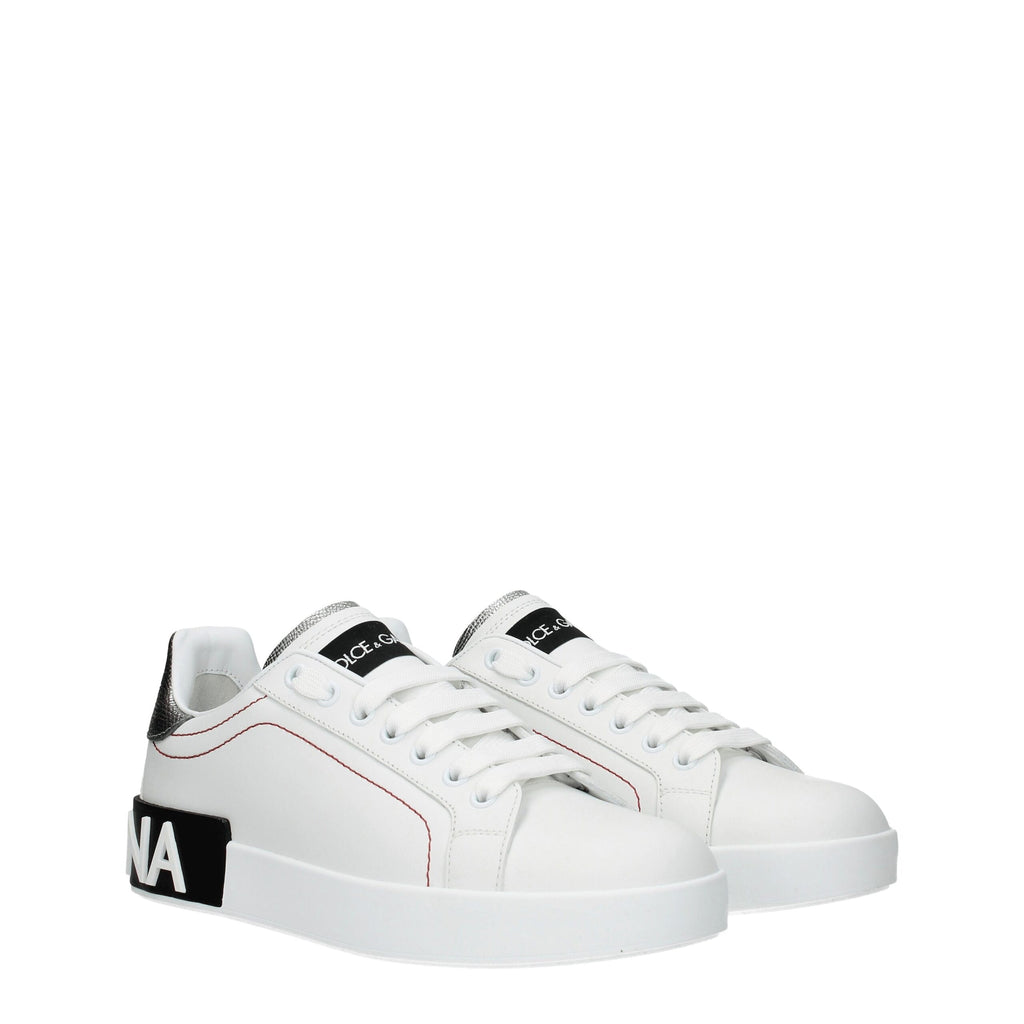 Dolce & Gabbana White Leather Low Top Sneakers