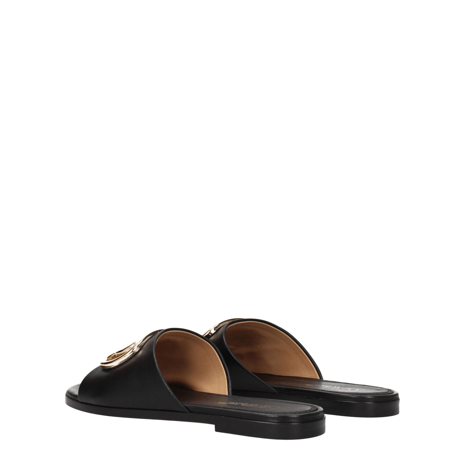 Off-White Black Leather Slippers | Regal Royce