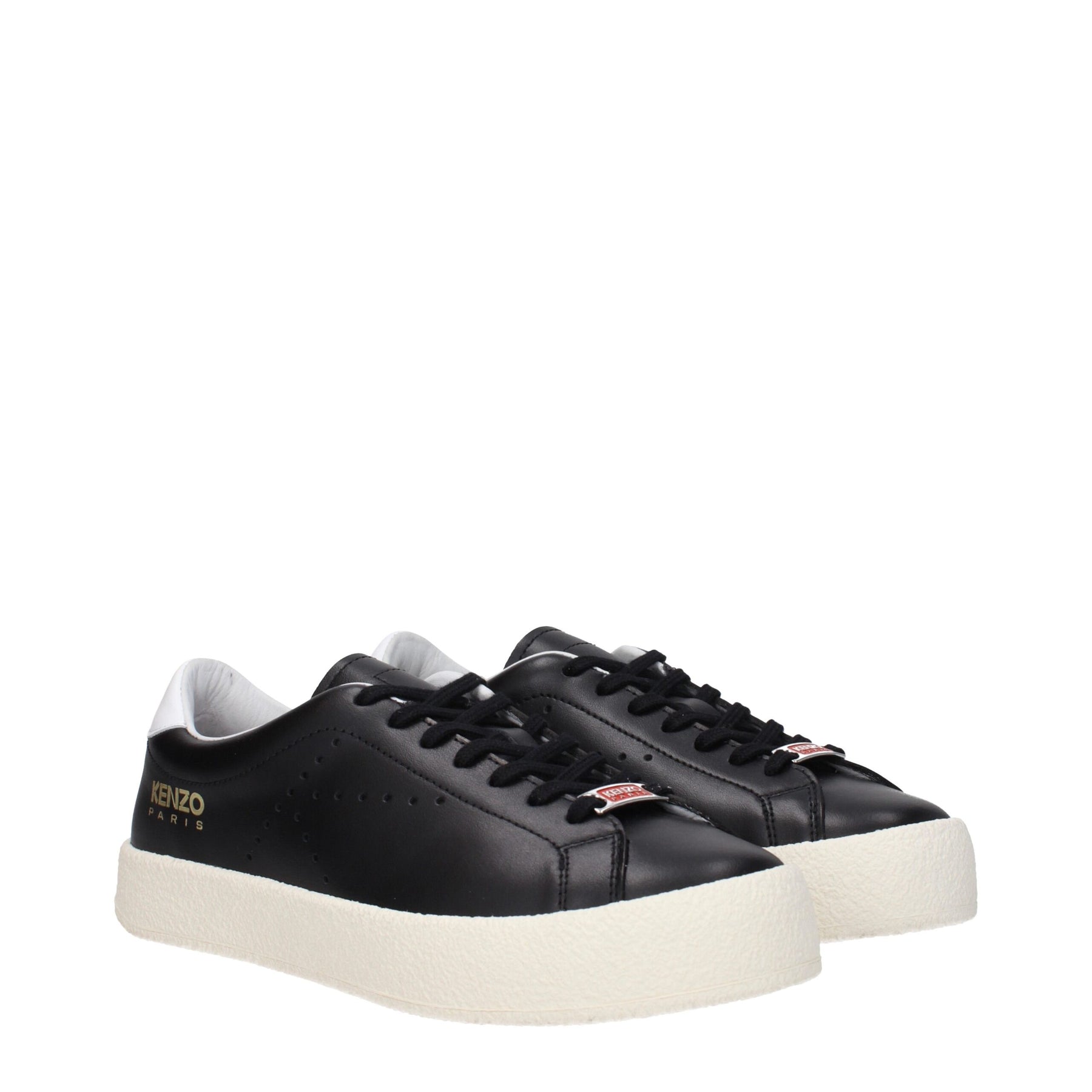 Kenzo Black Leather Low Top Sneakers | Regal Royce