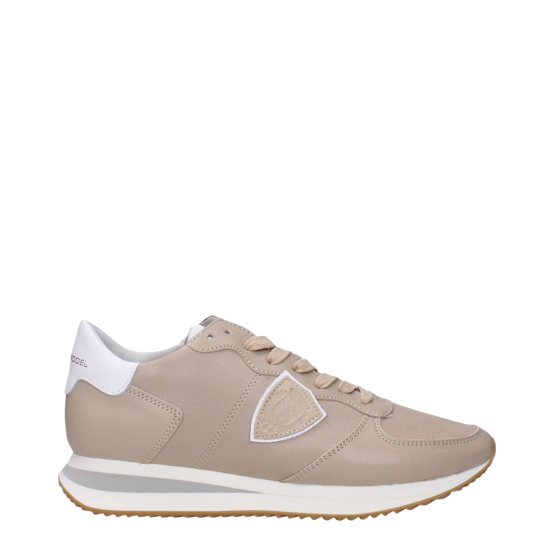Philippe Model Beige Leather Low Top Sneakers | Regal Royce