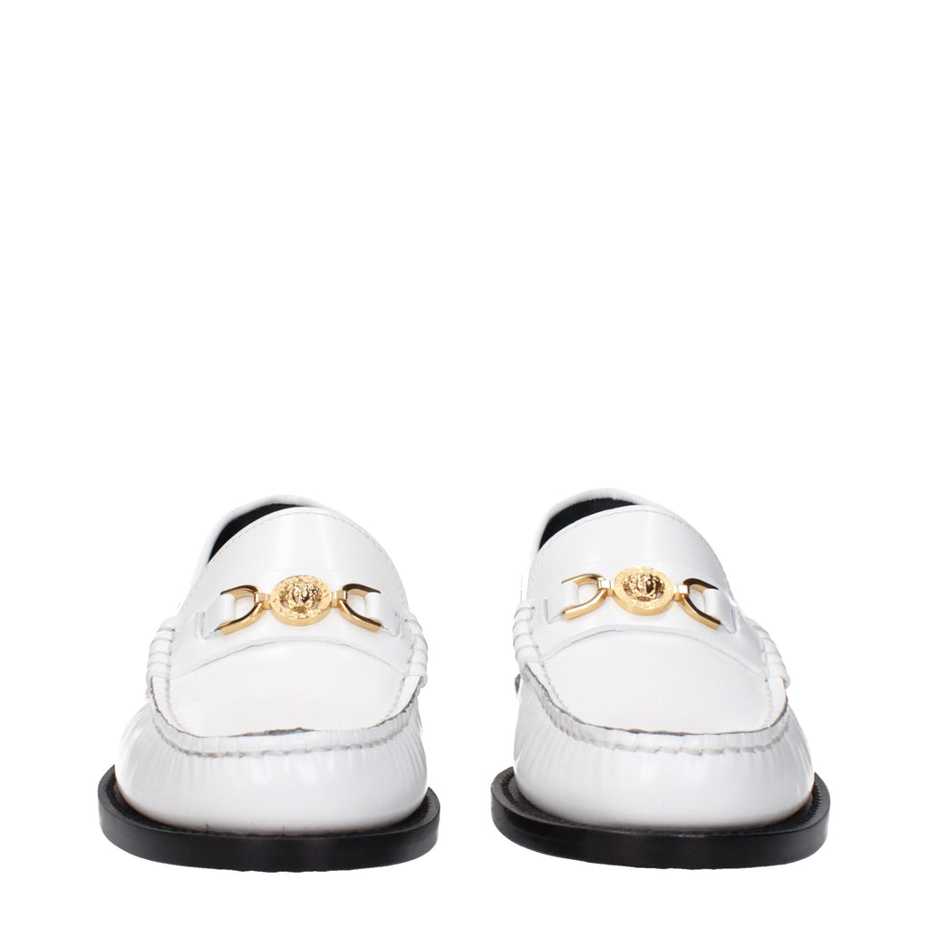 Versace White Leather Slip-On Loafers