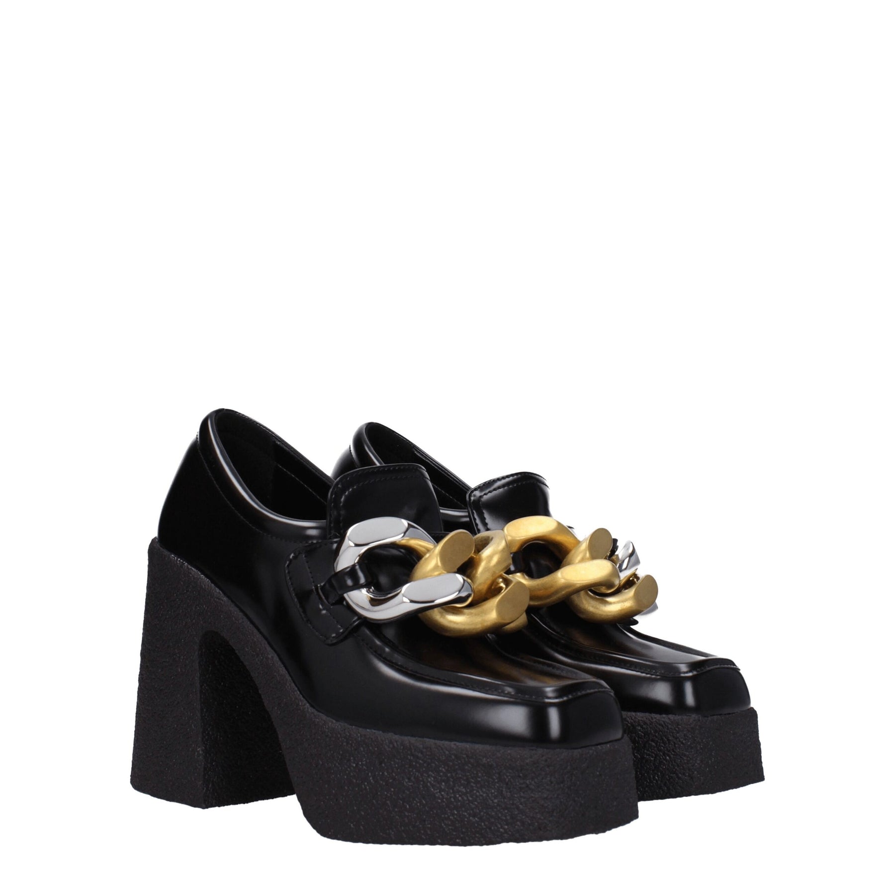 Stella McCartney Black Leather Platform Loafers | Regal Royce
