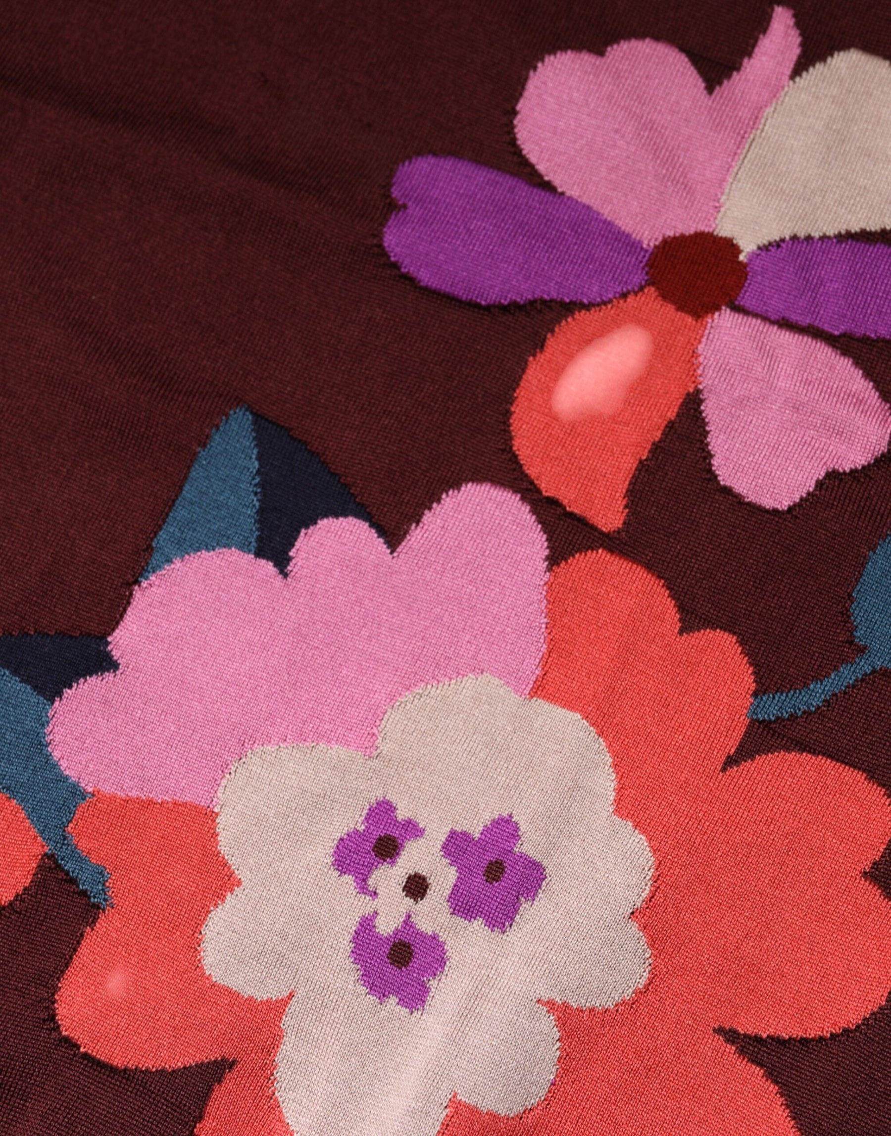 Dolce & Gabbana Maroon Floral Silk Crew Neck Blouse Top | Regal Royce