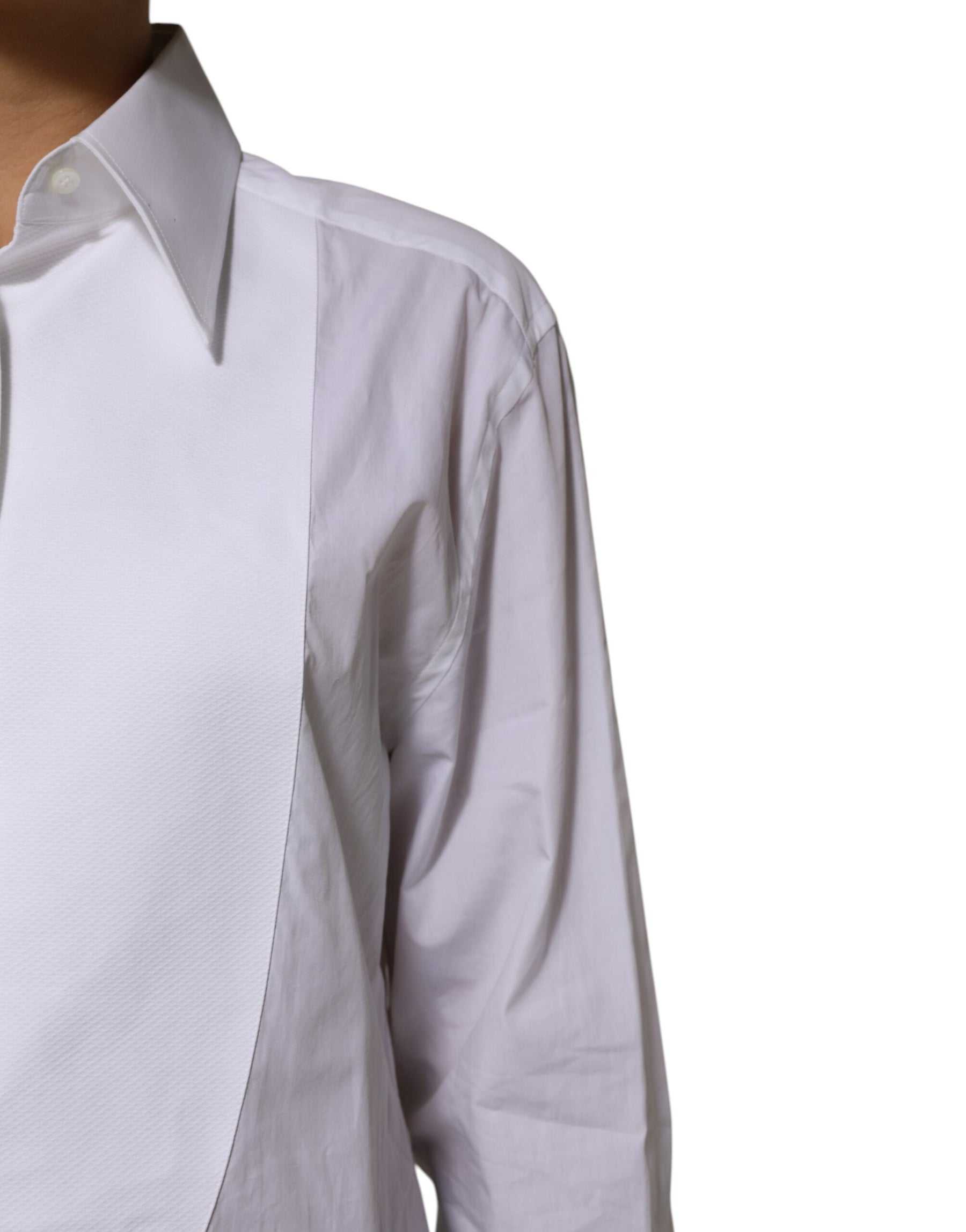 Dolce & Gabbana White Cotton Collared Long Sleeves Shirt Top | Regal Royce