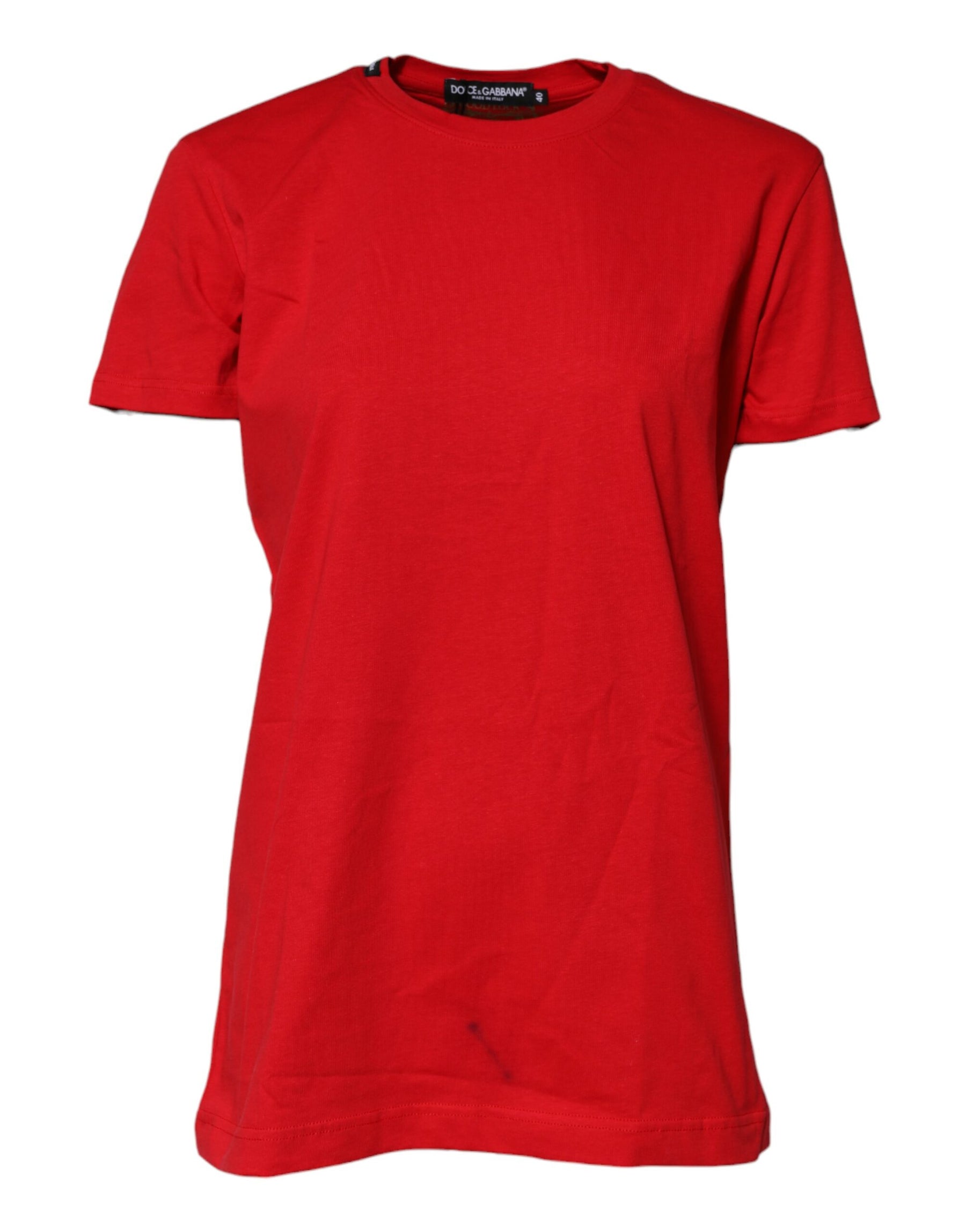 Dolce & Gabbana Red Cotton Short Sleeves Crew Neck Top T-shirt | Regal Royce
