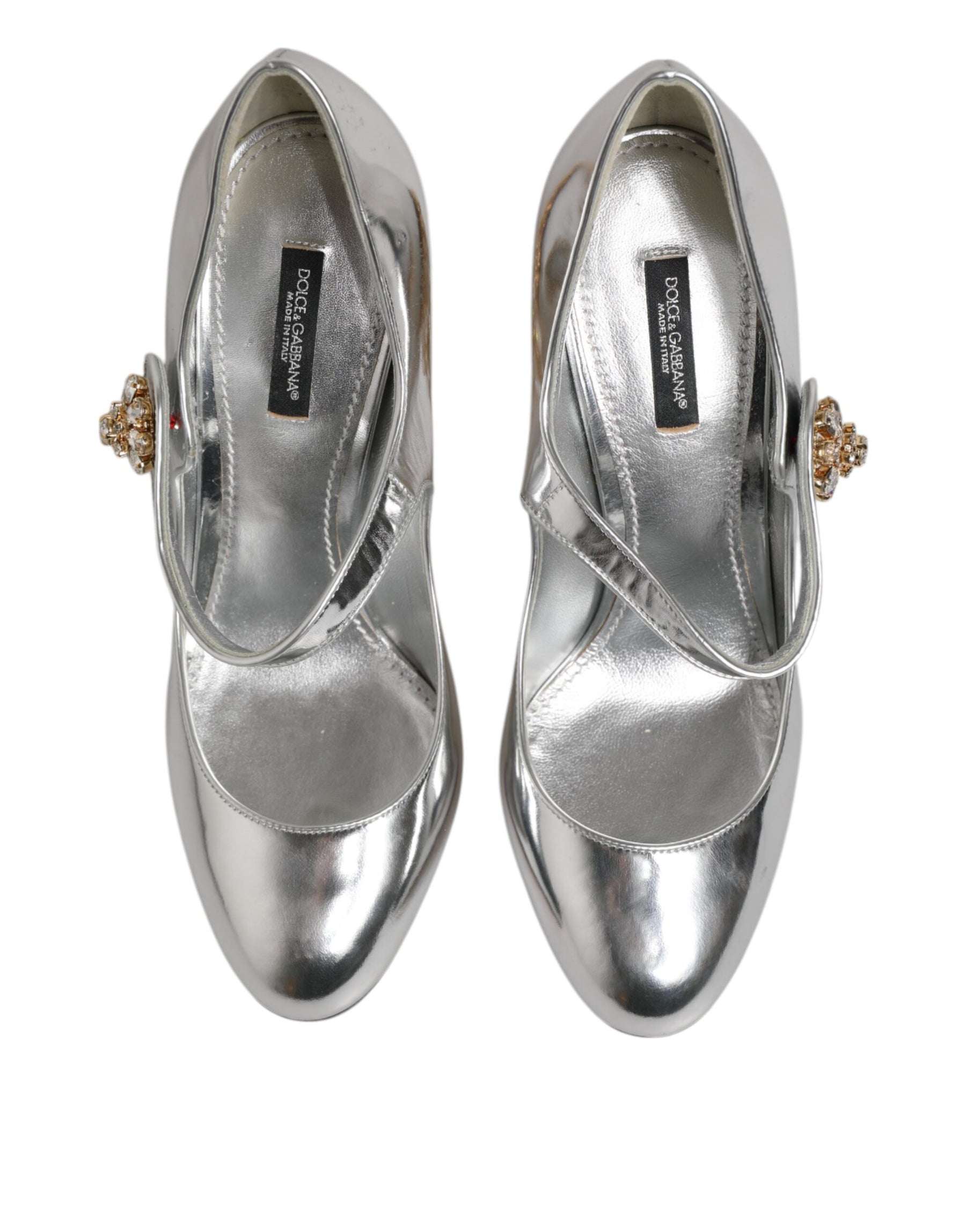 Dolce & Gabbana Silver Chandelier Sculpted Heel Mary Jane Pump Shoes | Regal Royce