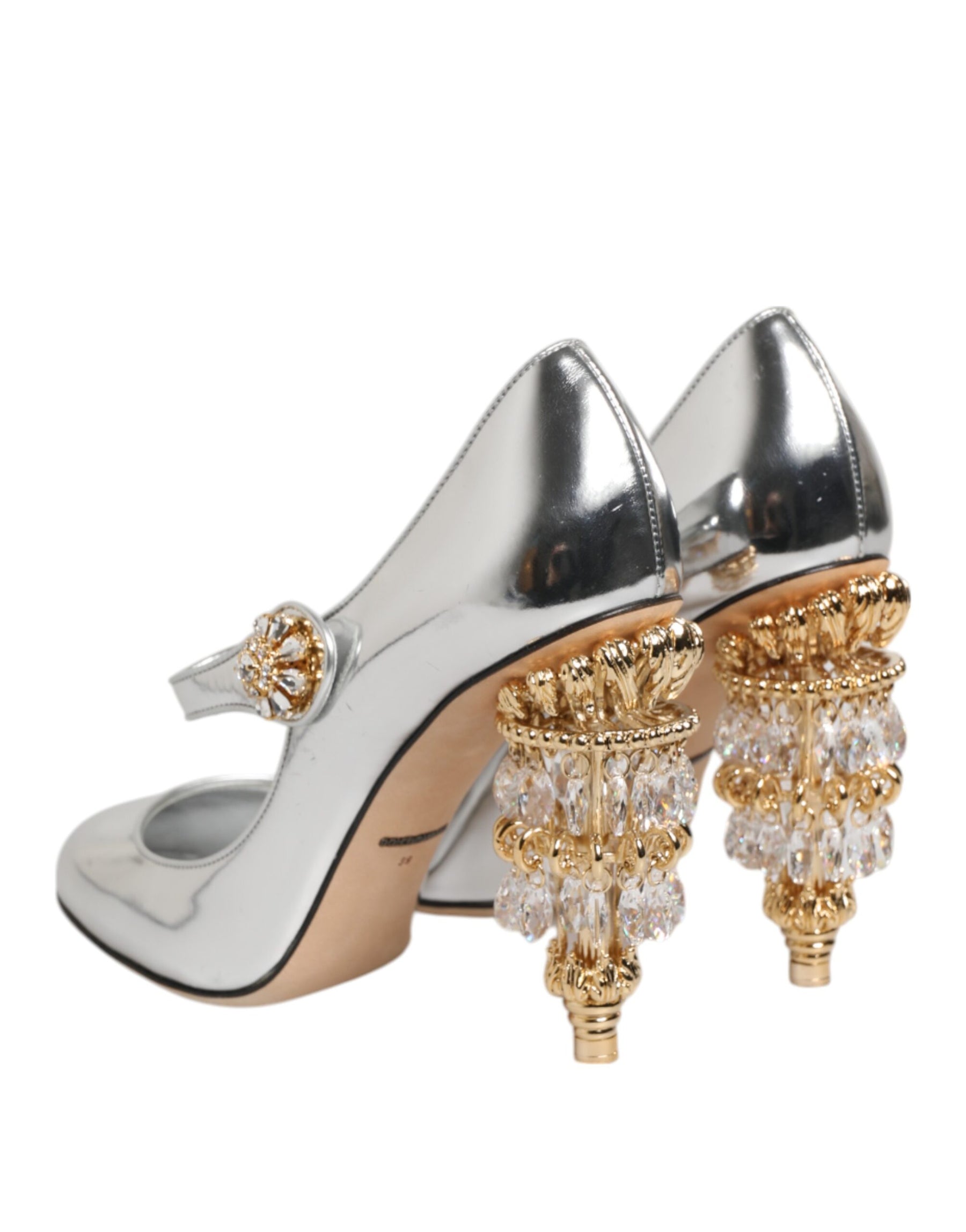 Dolce & Gabbana Silver Chandelier Sculpted Heel Mary Jane Pump Shoes | Regal Royce