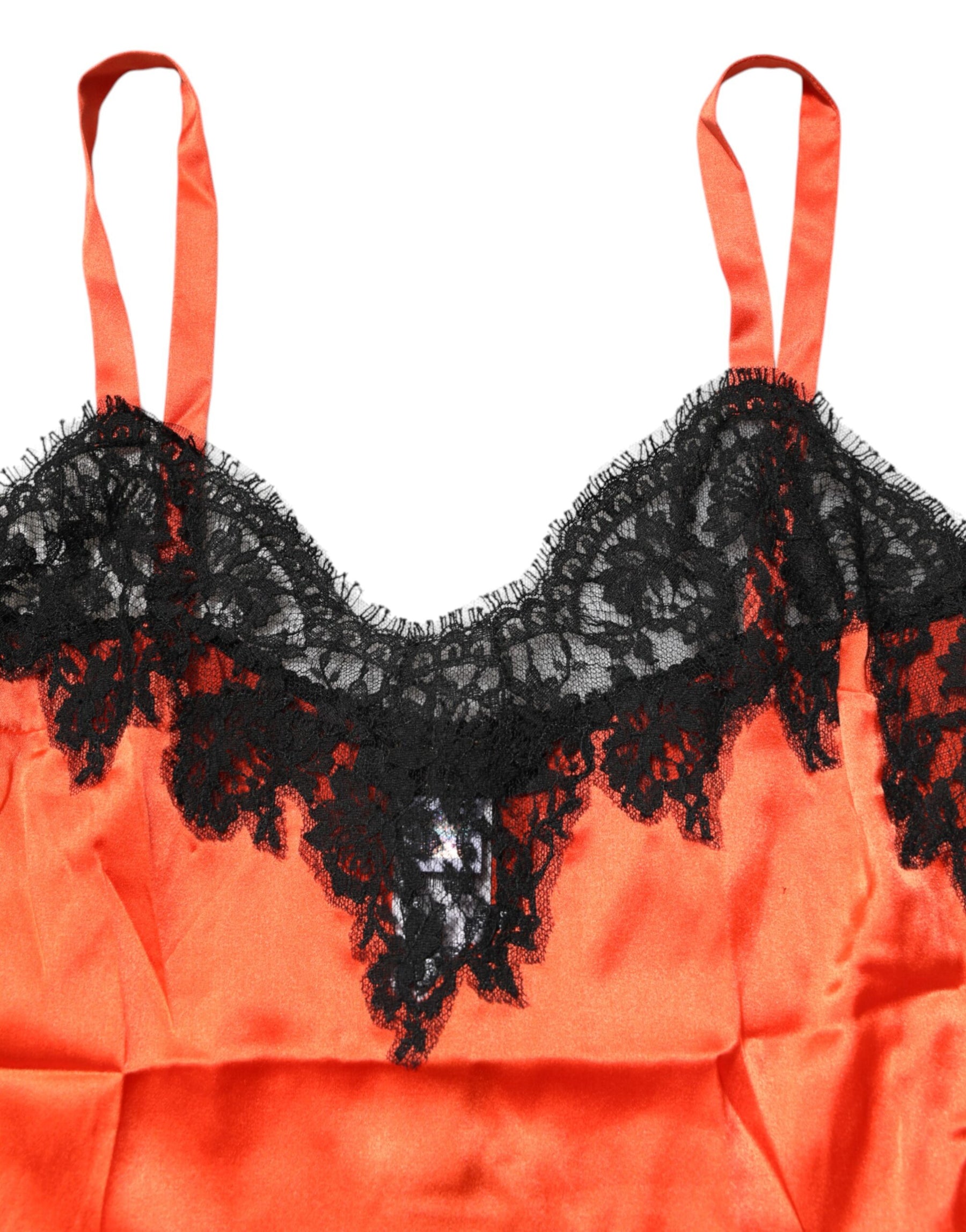 Dolce & Gabbana Red Black Lace Trim Silk Sleeveless Tank Top | Regal Royce