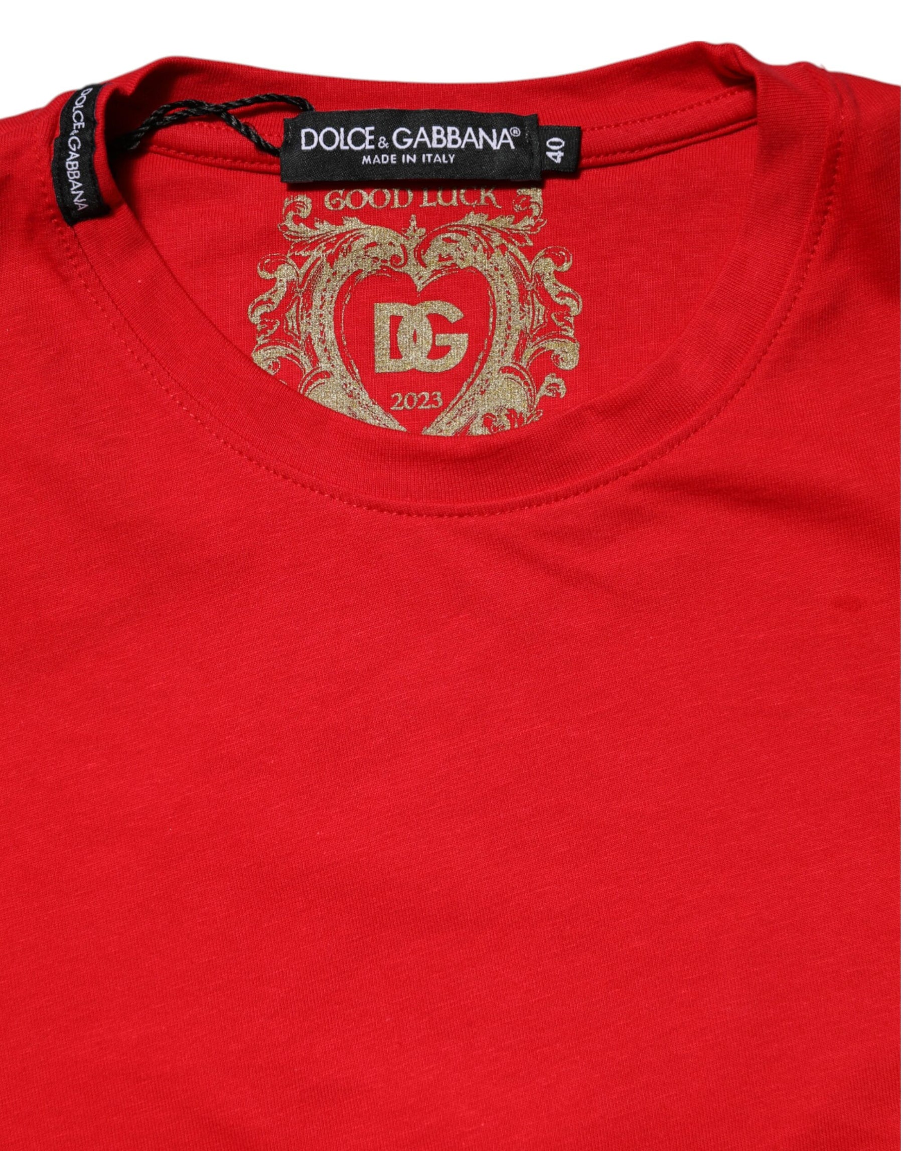 Dolce & Gabbana Red Plain Short Sleeves Crew Neck Top T-shirt | Regal Royce