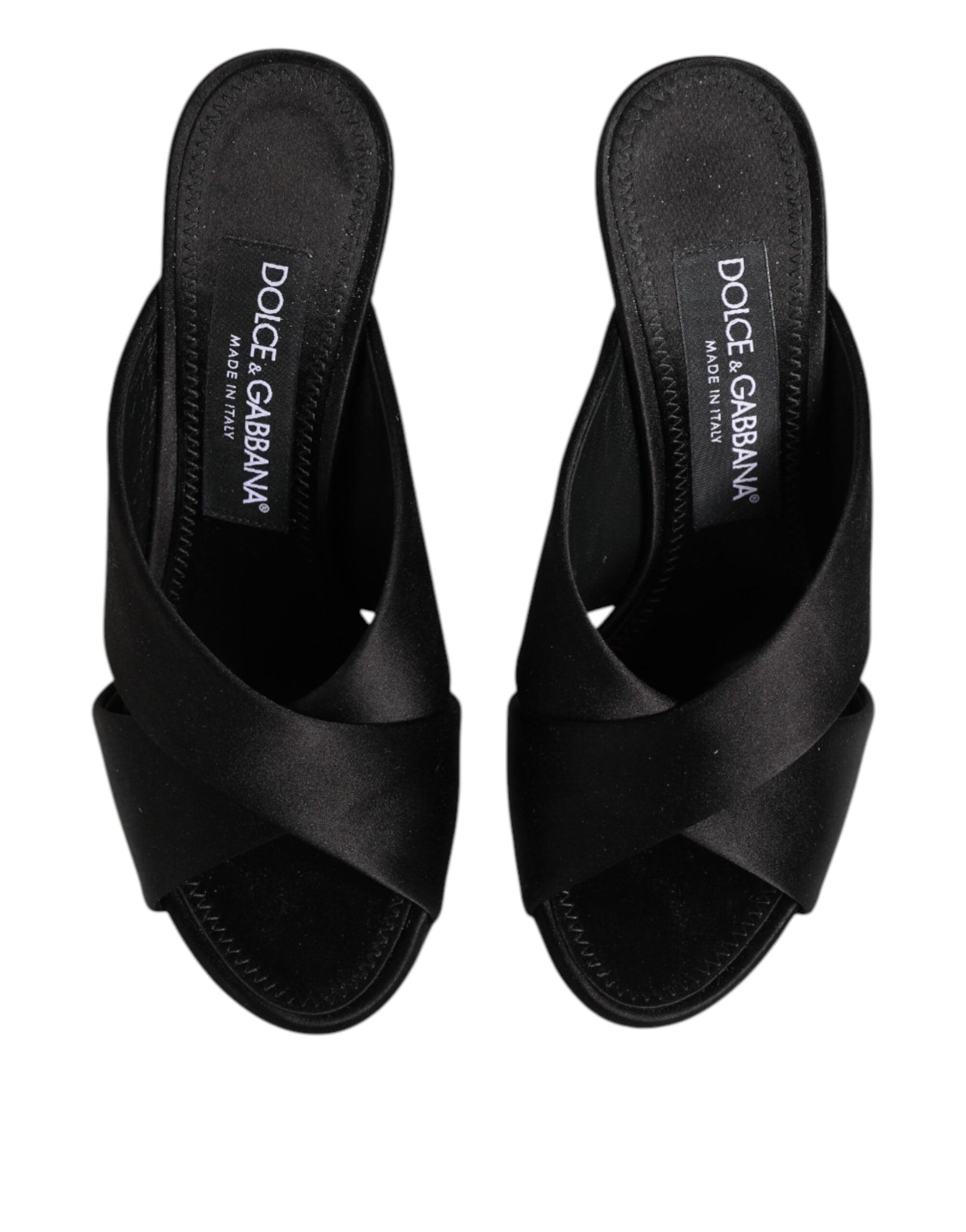 Dolce & Gabbana Black Logo KEIRA Satin Slides Sandals Shoes | Regal Royce