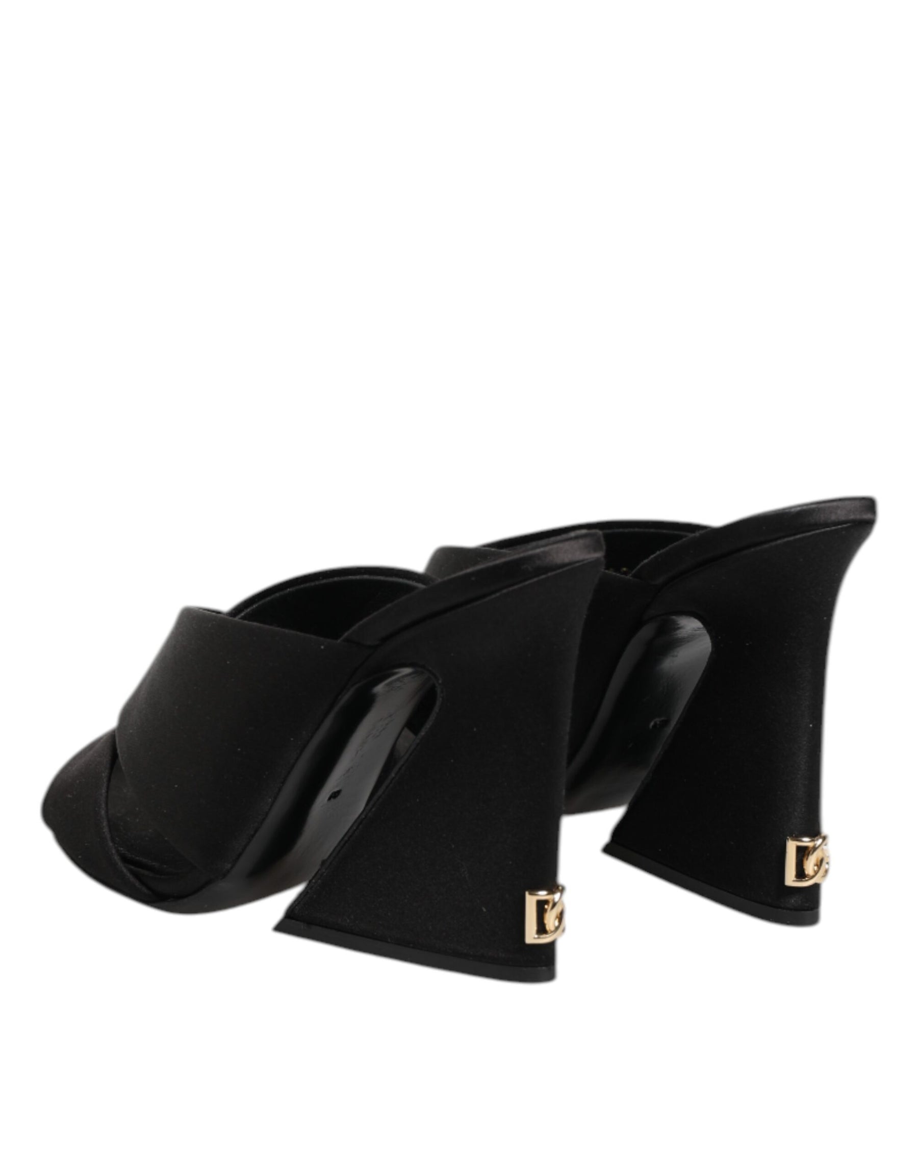 Dolce & Gabbana Black Logo KEIRA Satin Slides Sandals Shoes | Regal Royce