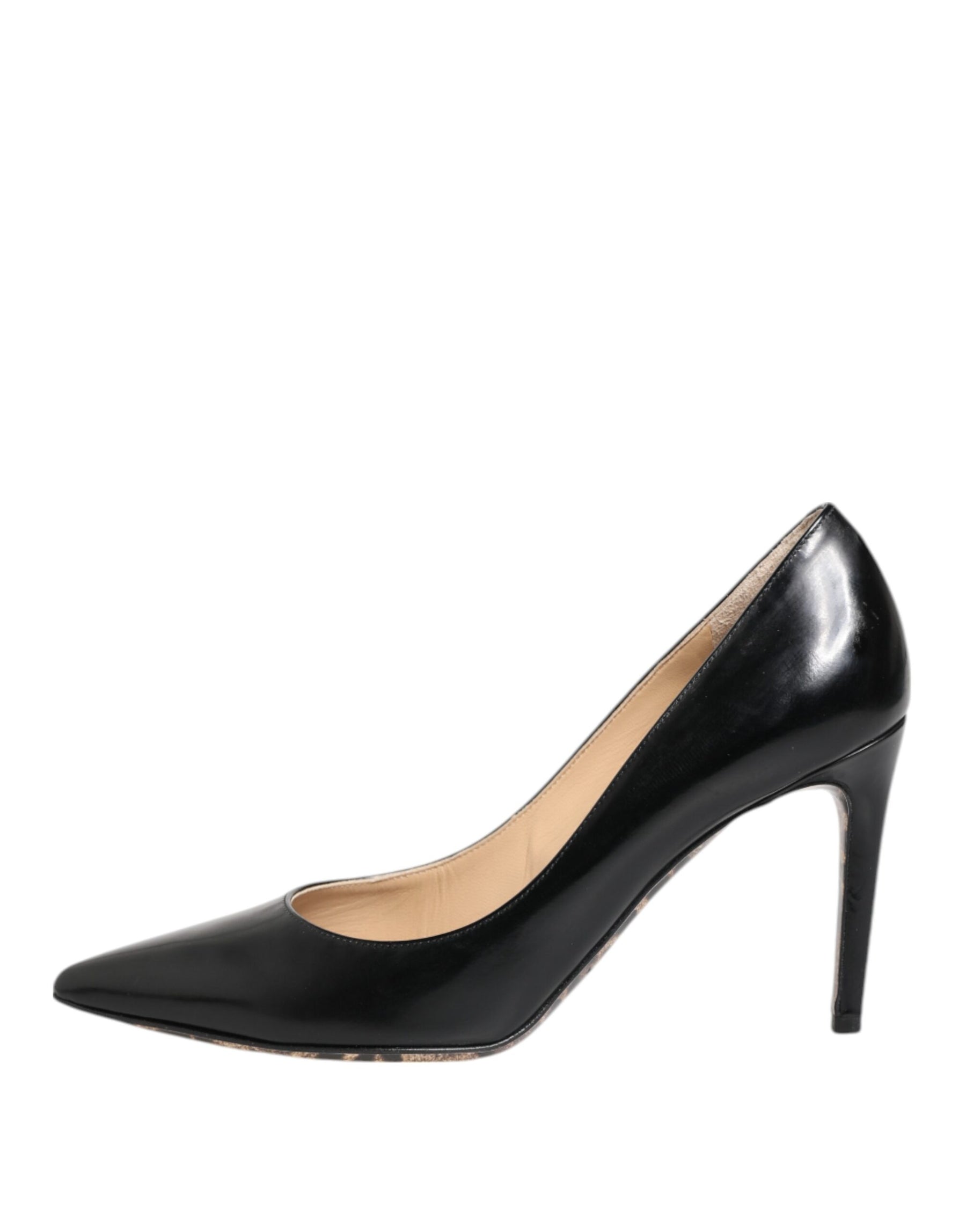 Dolce & Gabbana Black Calf Leather Stiletto Heels Pumps Shoes | Regal Royce