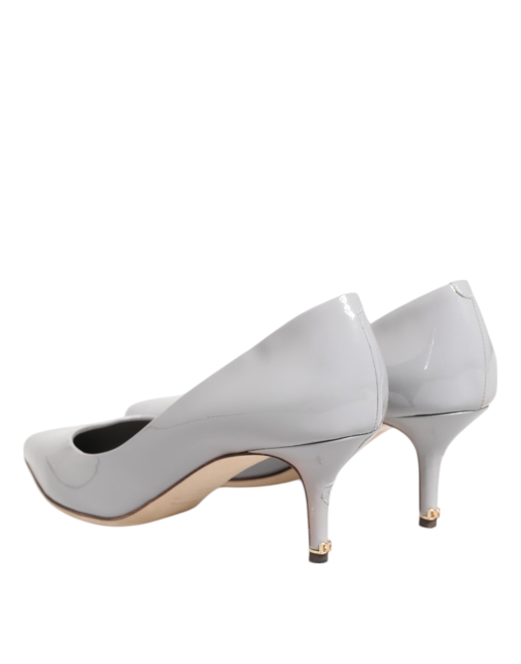 Dolce & Gabbana Light Gray Leather Kitten Heels Pumps Shoes | Regal Royce