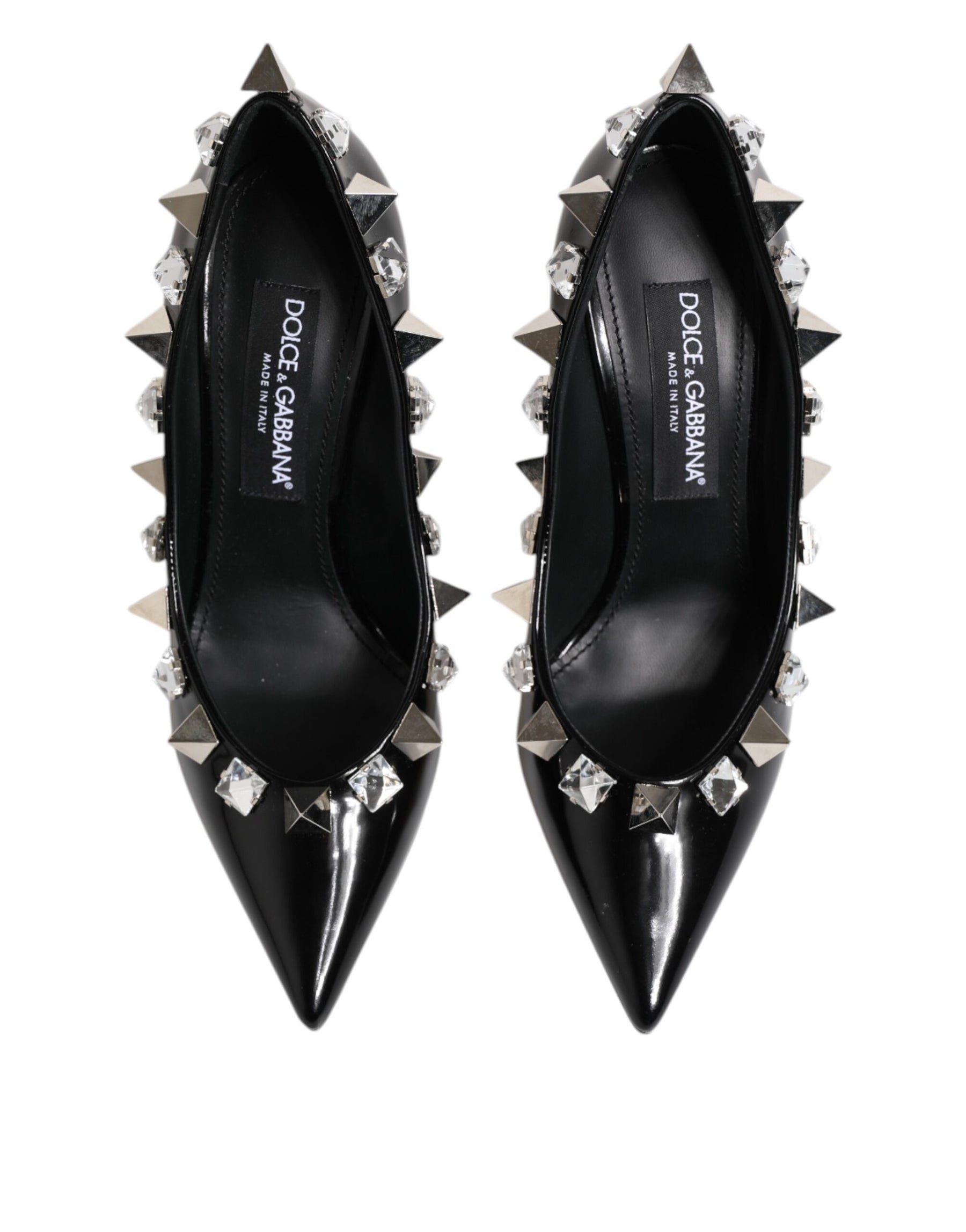 Dolce & Gabbana Black Crystals Studs Stiletto Pumps Shoes | Regal Royce