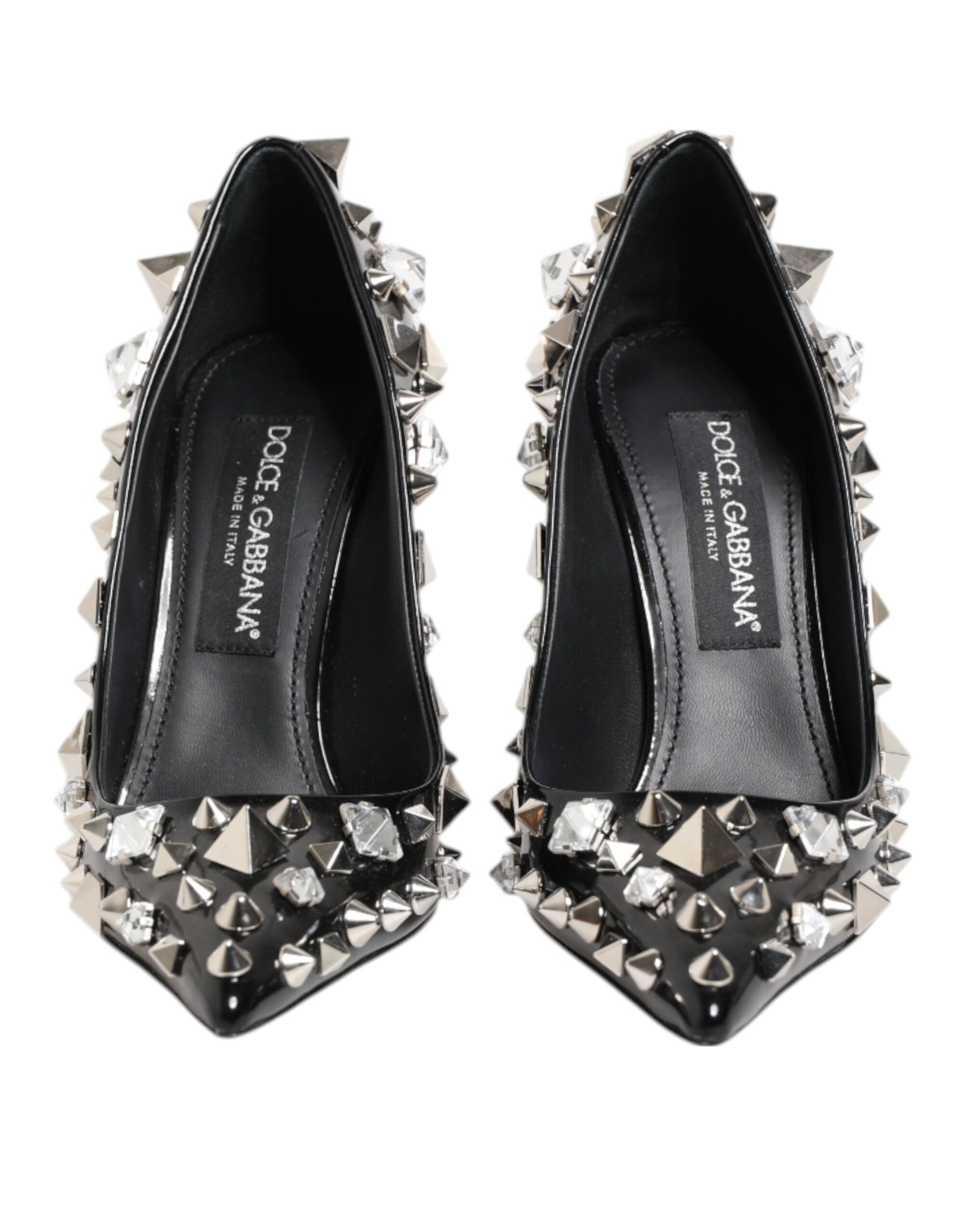 Dolce & Gabbana Black Crystals Studs Stiletto Pumps Shoes | Regal Royce