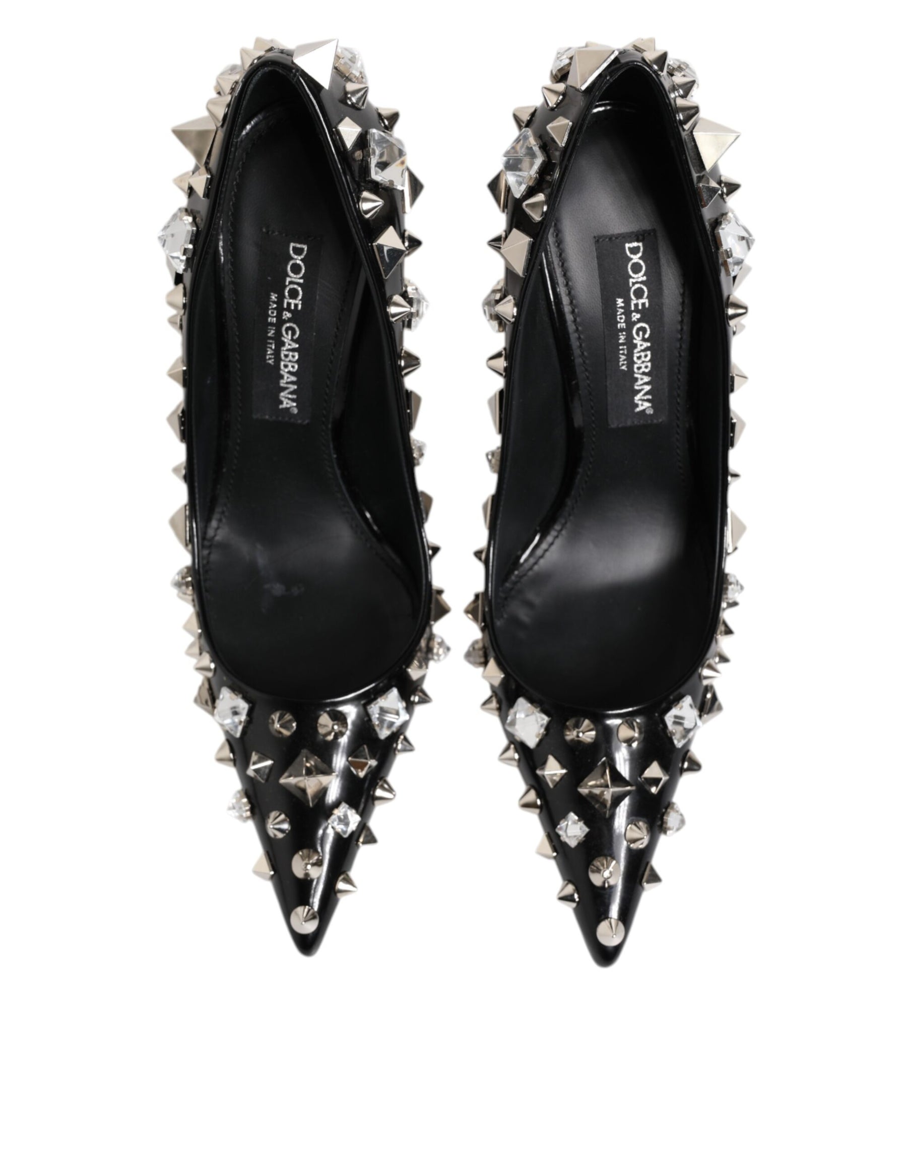 Dolce & Gabbana Black Crystals Studs Stiletto Pumps Shoes | Regal Royce
