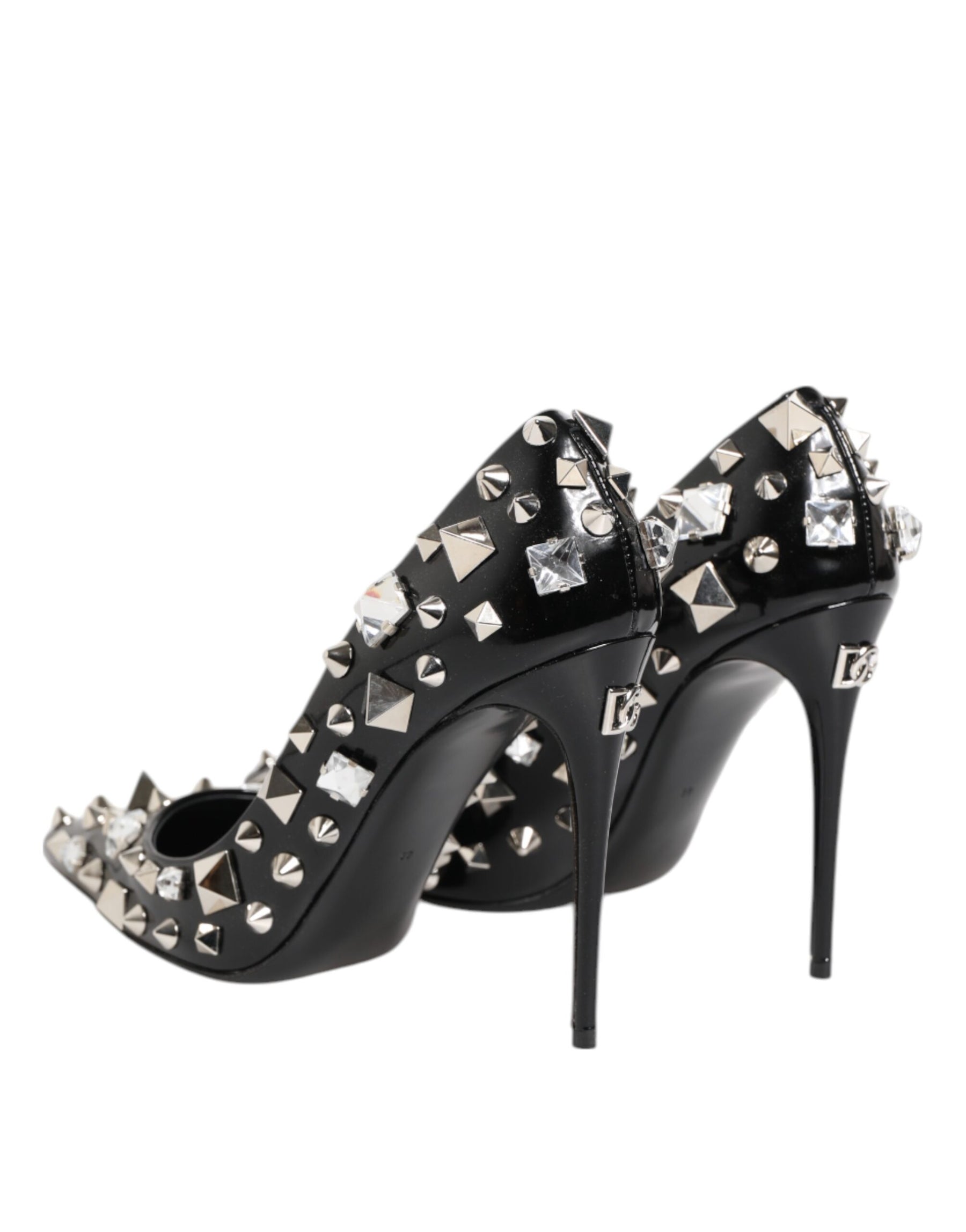 Dolce & Gabbana Black Crystals Studs Stiletto Pumps Shoes | Regal Royce