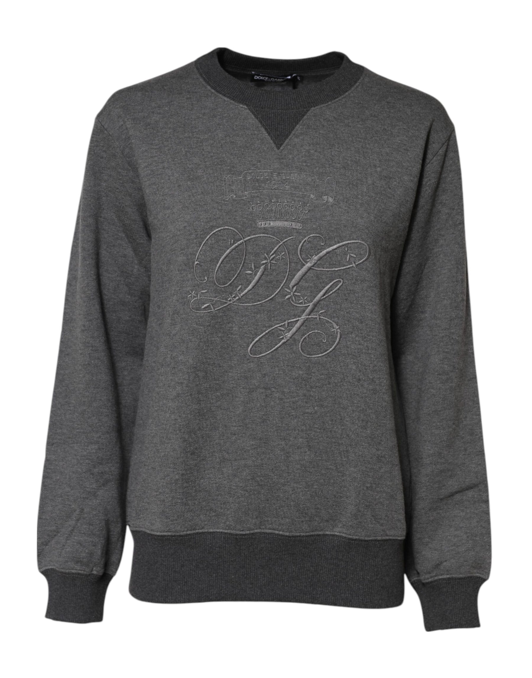 Dolce & Gabbana Gray DG Logo Embroidered Pullover Sweater | Regal Royce