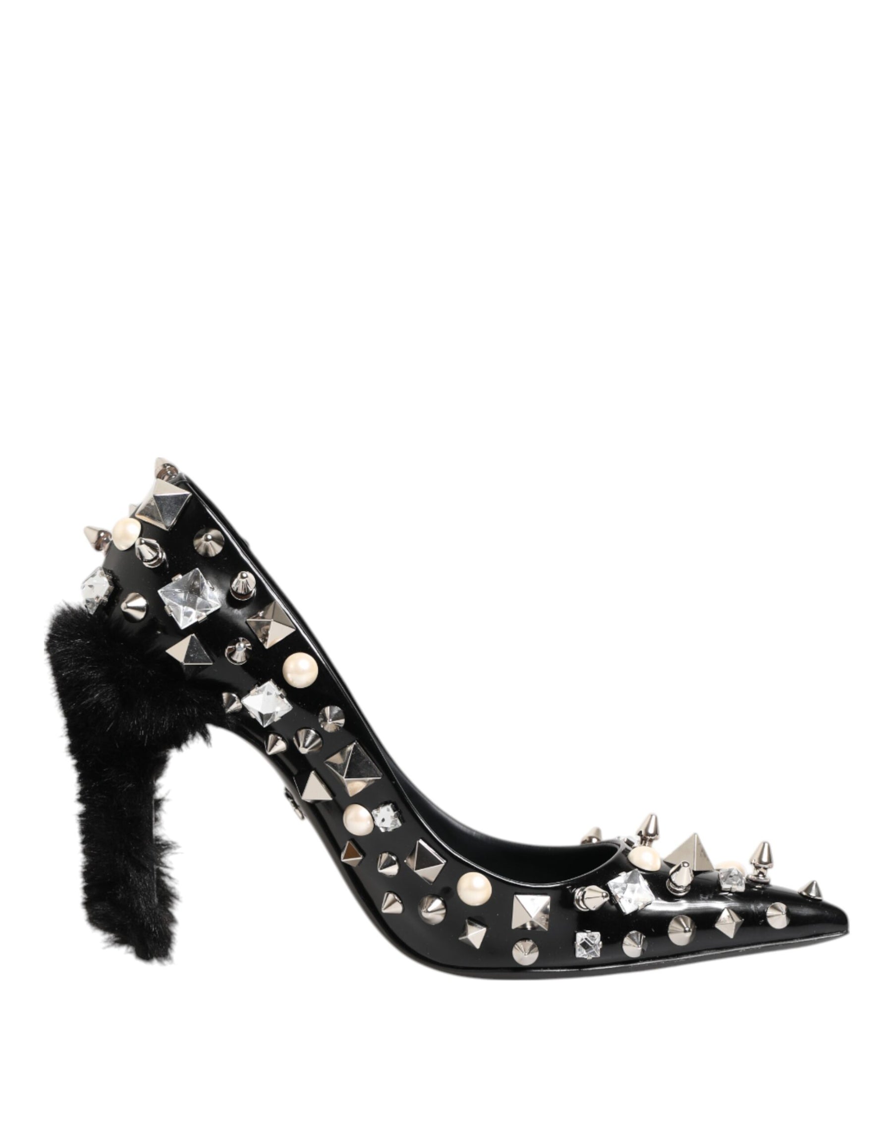 Dolce & Gabbana Black Crystals Studs Stiletto Pumps Shoes | Regal Royce