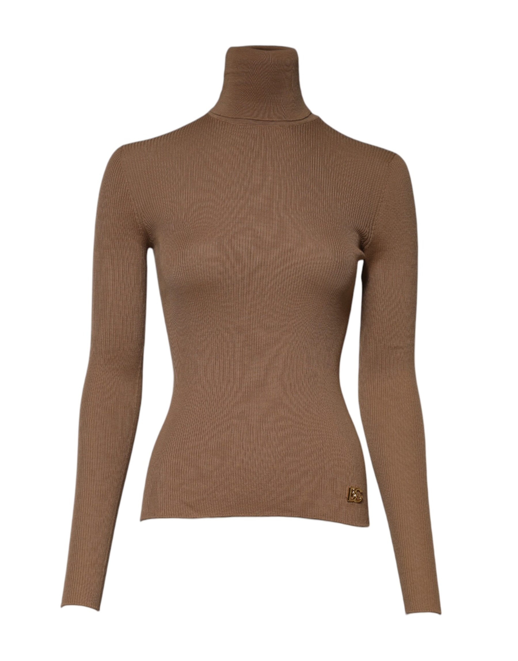 Dolce & Gabbana Brown Knit Long Sleeves Turtleneck Sweater | Regal Royce