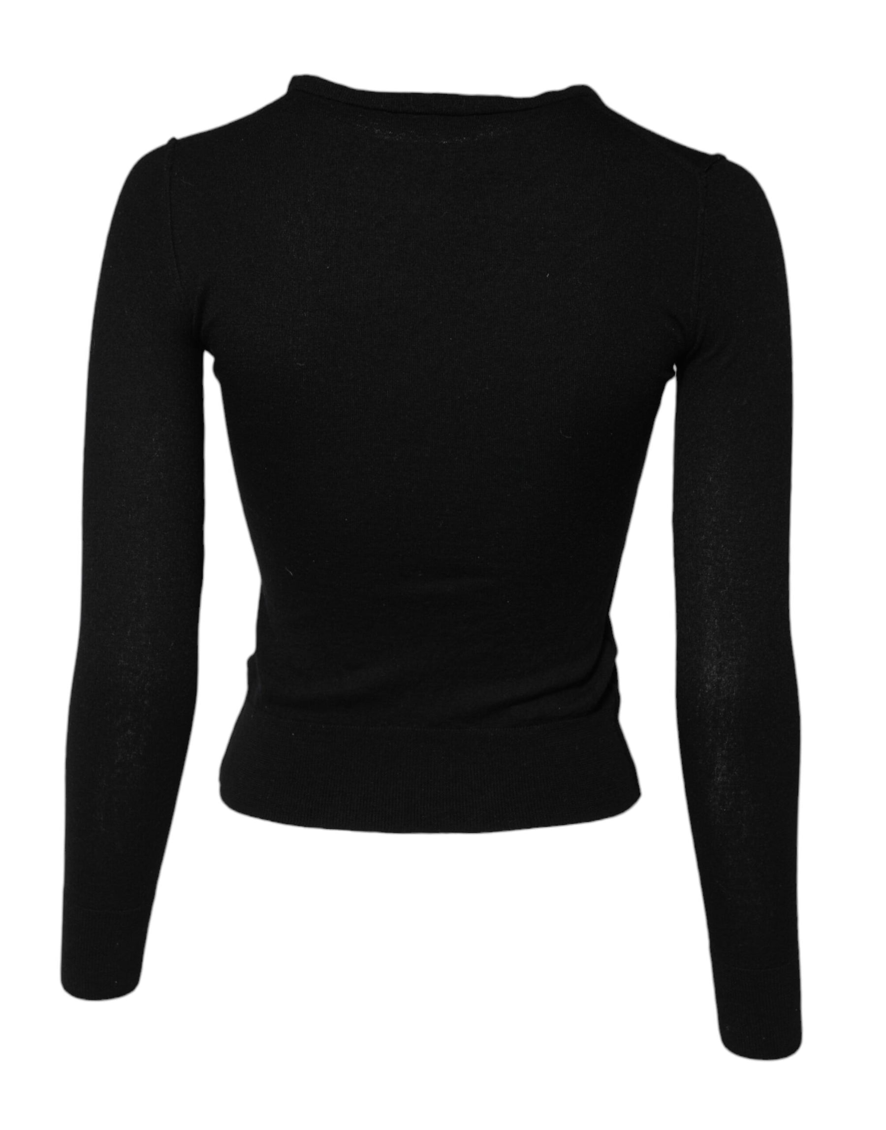 Dolce & Gabbana Black STAFF Round Neck Cardigan Sweater | Regal Royce