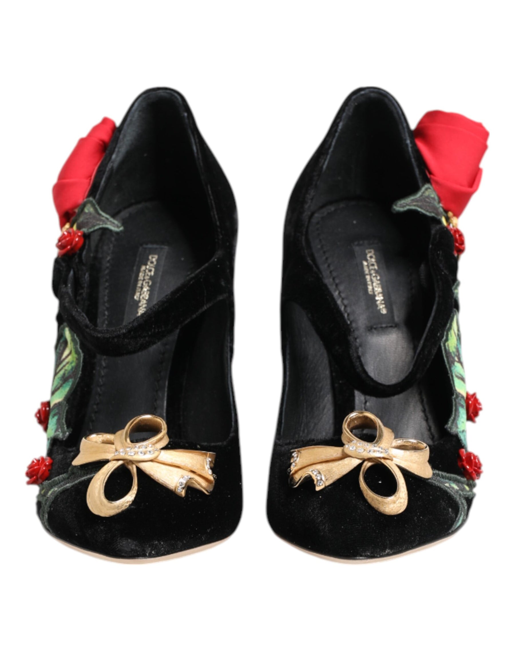 Dolce & Gabbana Black Roses Crystal Brooch Mary Jane Shoes | Regal Royce
