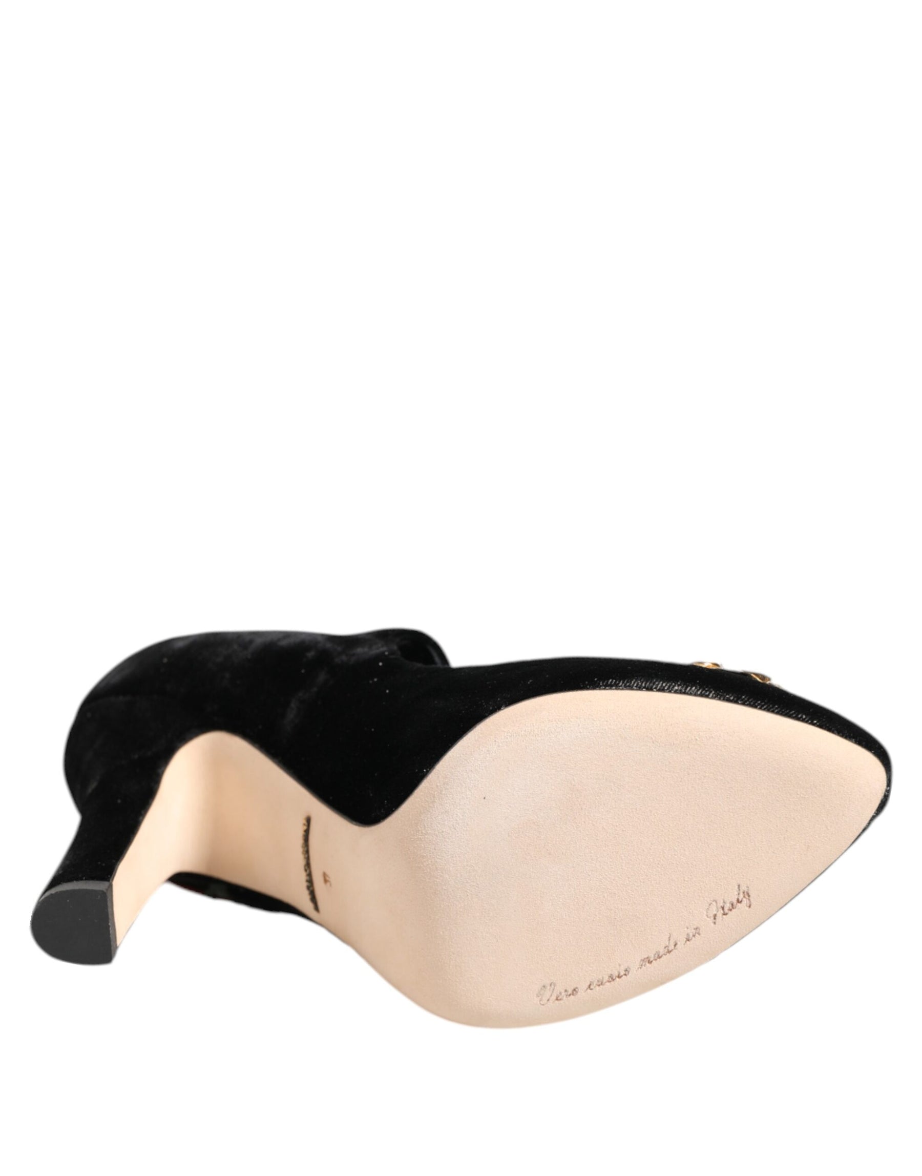 Dolce & Gabbana Black Roses Crystal Brooch Mary Jane Shoes | Regal Royce