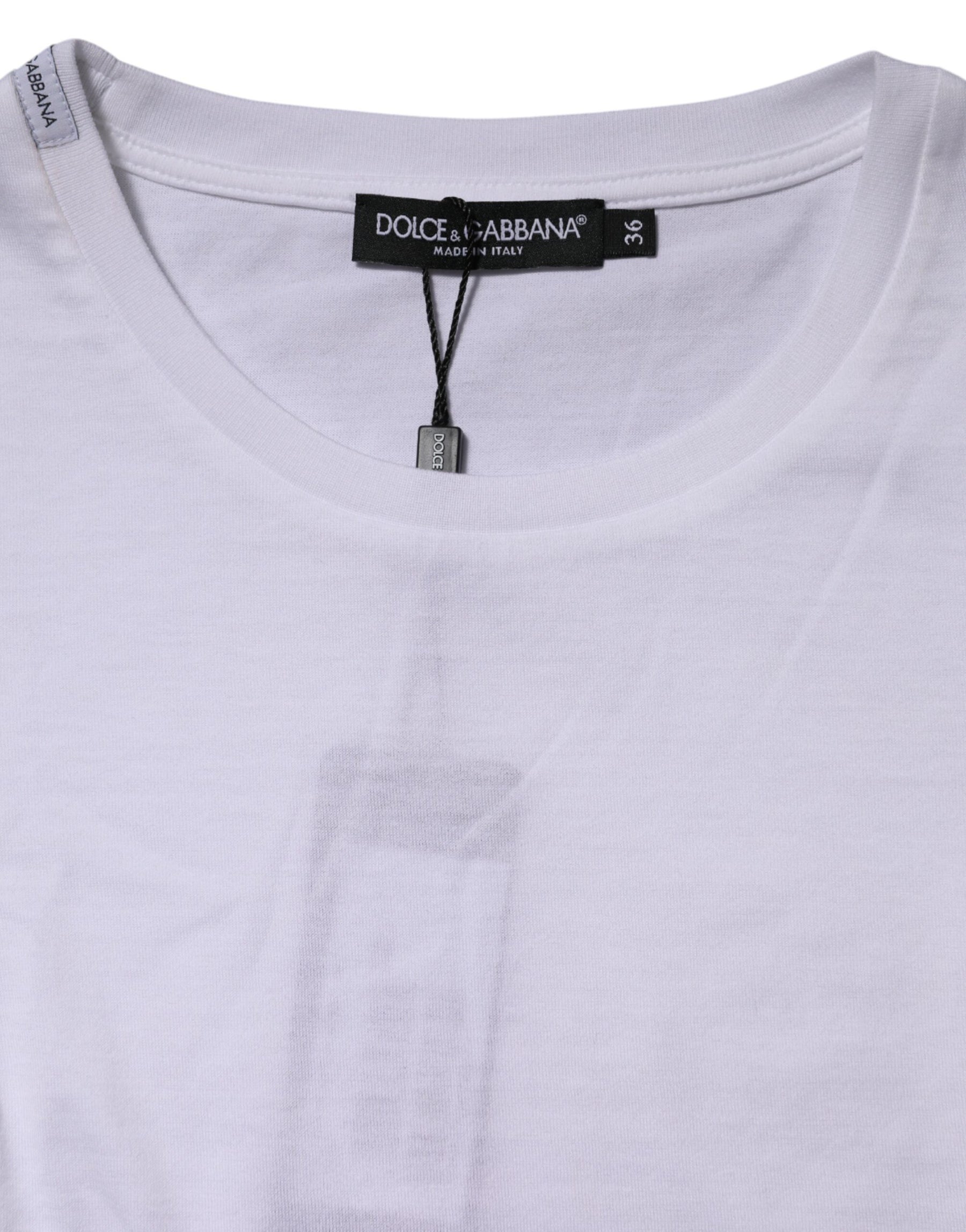Dolce & Gabbana White Cotton Crew Neck Short Sleeves T-shirt | Regal Royce