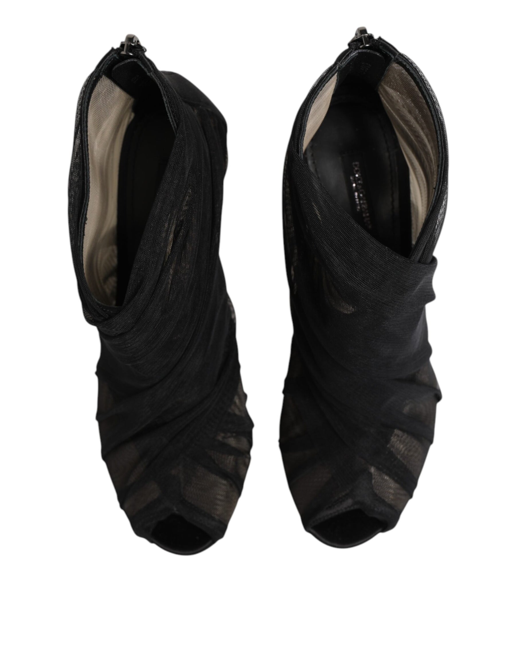 Dolce & Gabbana Black Mesh Stiletto Heels Ankle Boots Shoes | Regal Royce