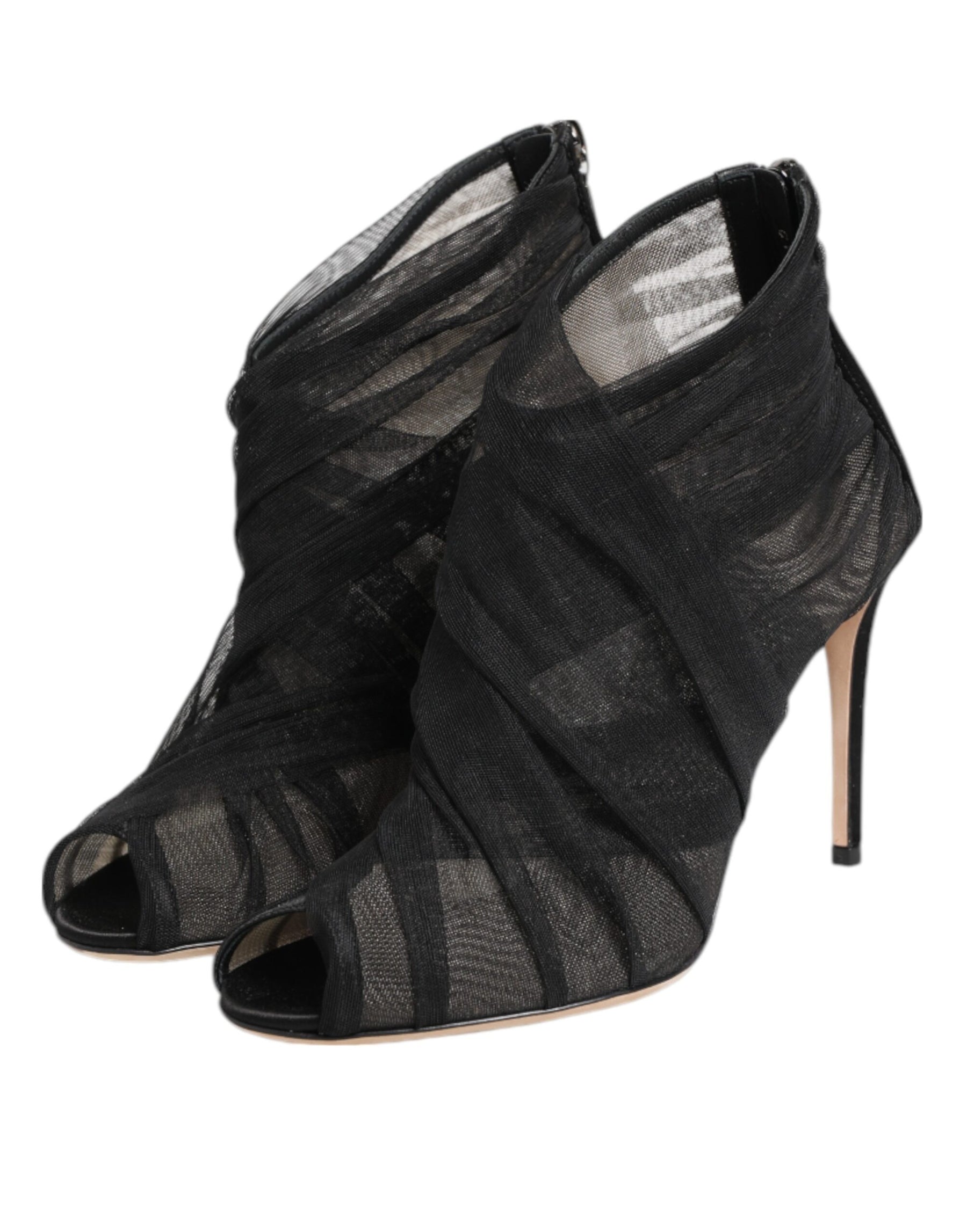 Dolce & Gabbana Black Mesh Stiletto Heels Ankle Boots Shoes | Regal Royce