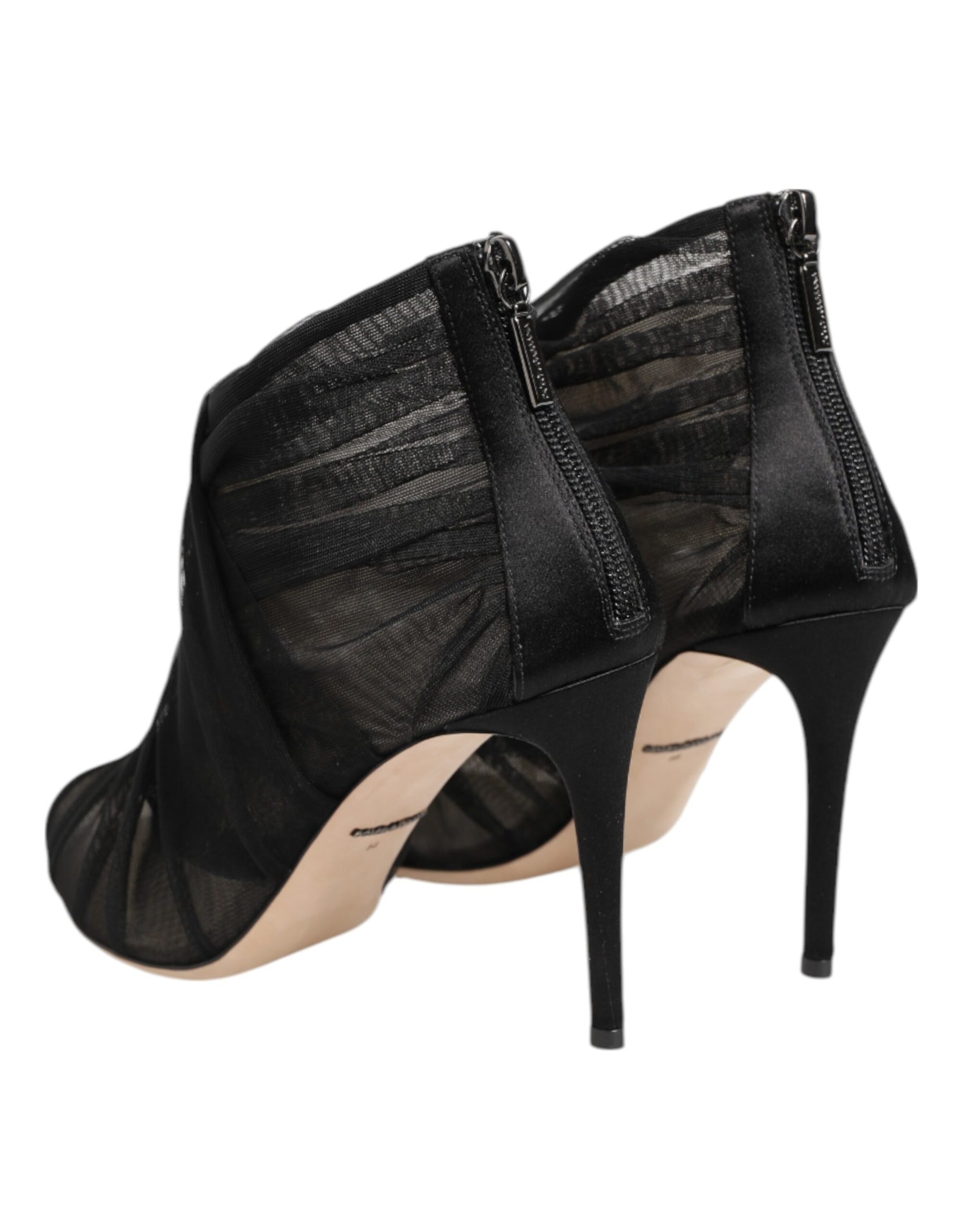Dolce & Gabbana Black Mesh Stiletto Heels Ankle Boots Shoes | Regal Royce