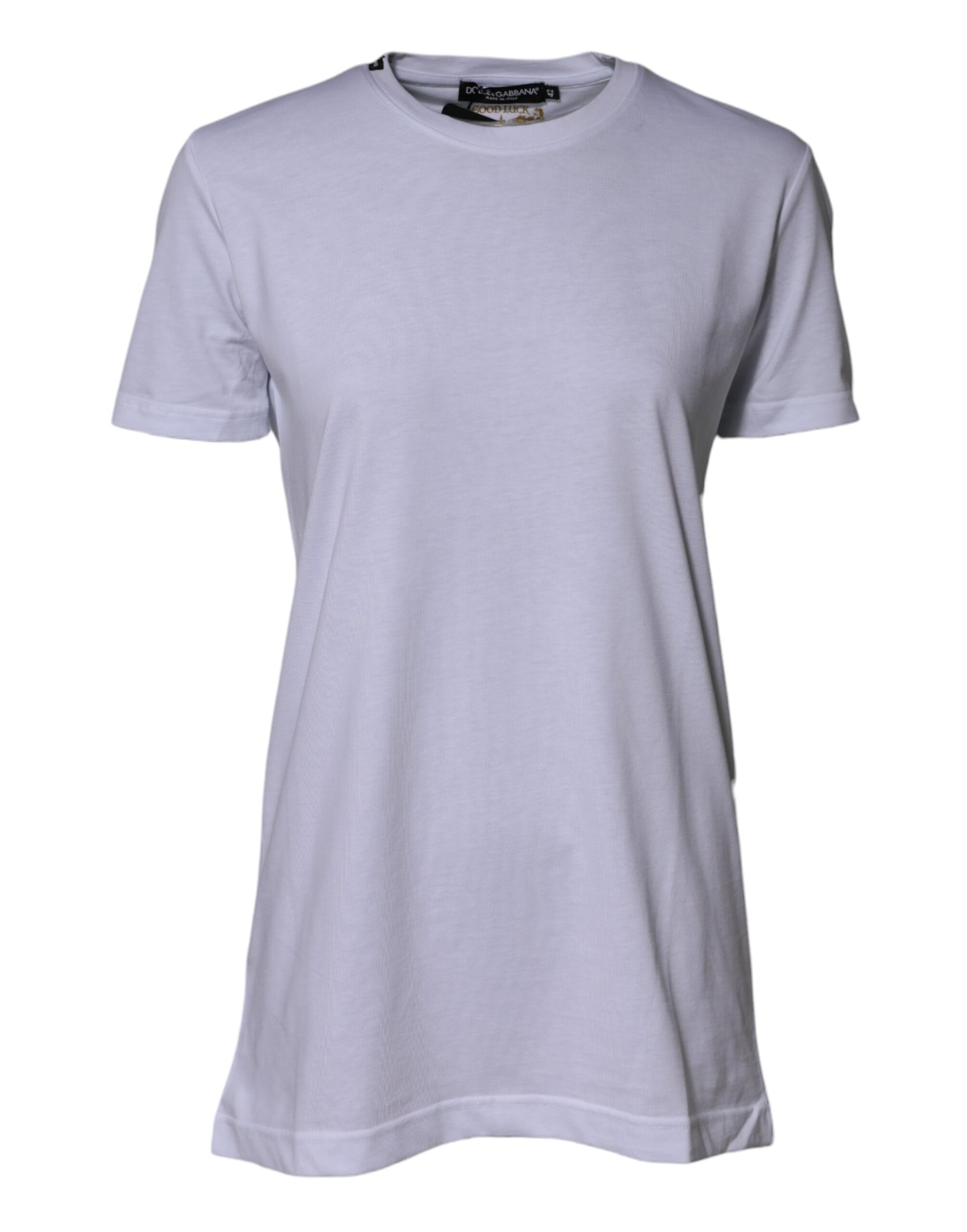 Dolce & Gabbana White Cotton Goodluck 2023 Crew Neck T-shirt | Regal Royce