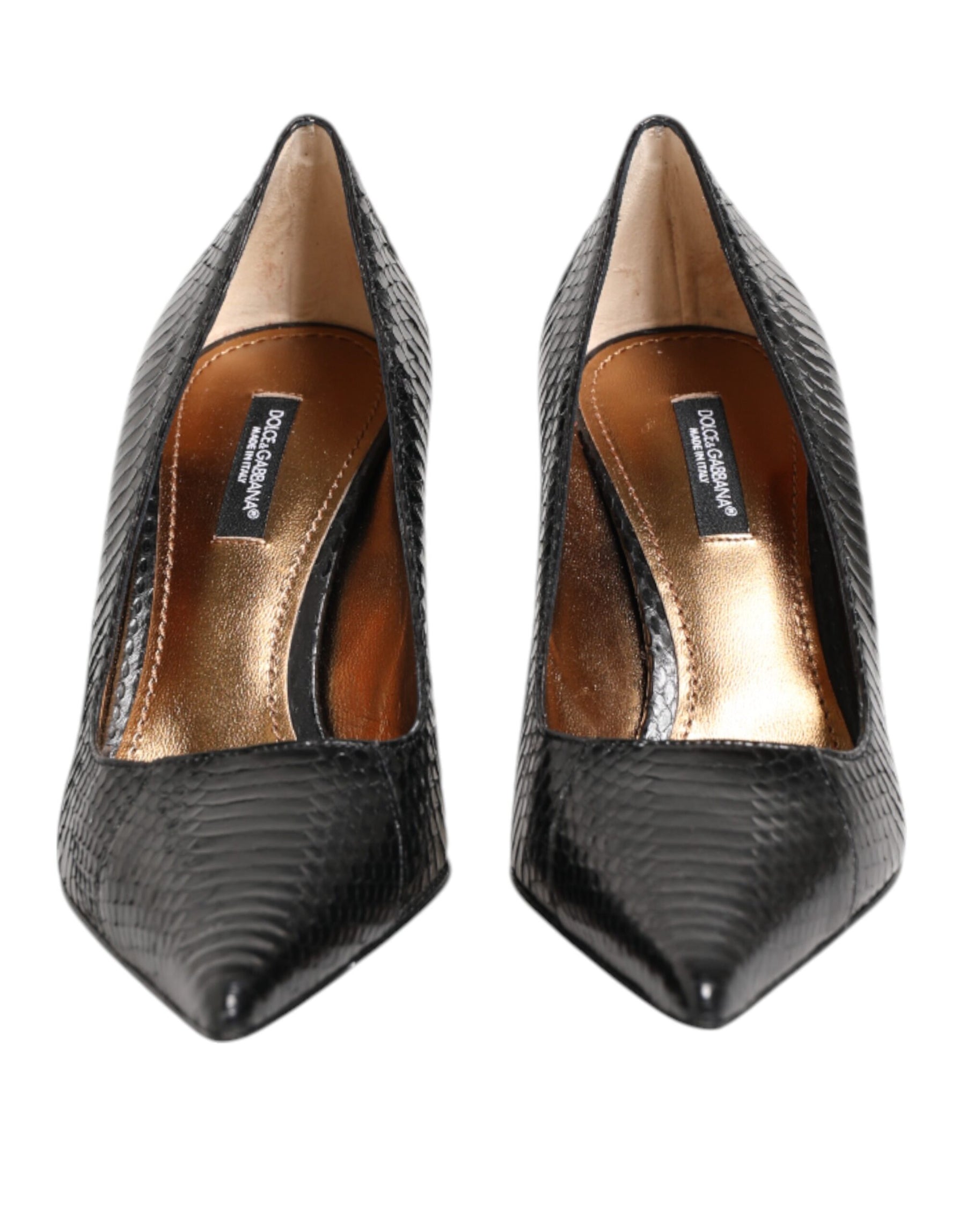 Dolce & Gabbana Black Exotic Leather Stiletto Pumps Shoes | Regal Royce