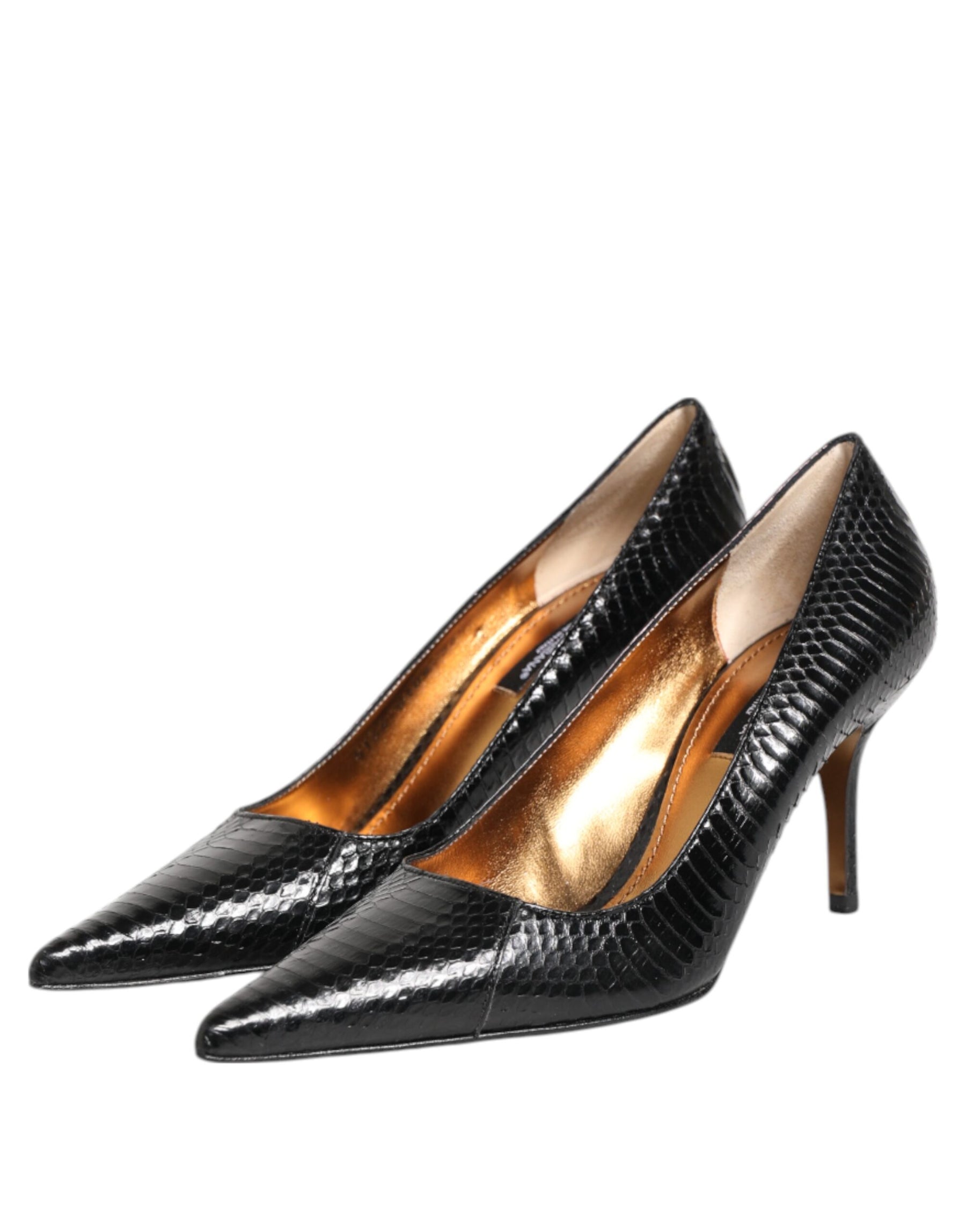 Dolce & Gabbana Black Exotic Leather Stiletto Pumps Shoes | Regal Royce