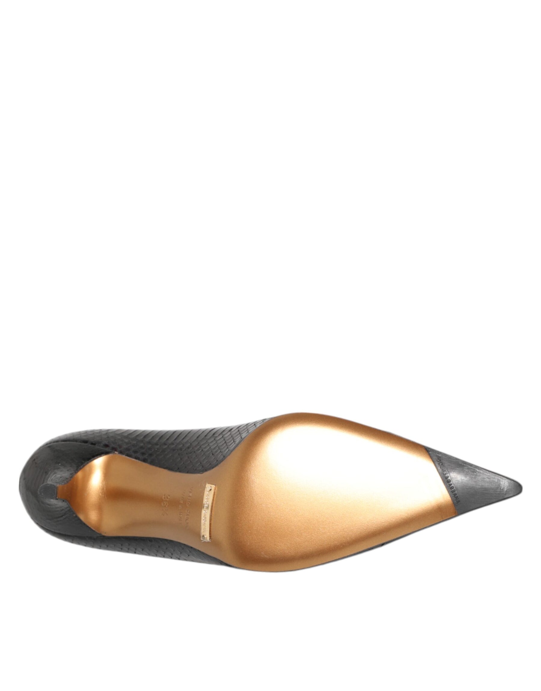 Dolce & Gabbana Black Exotic Leather Stiletto Pumps Shoes | Regal Royce