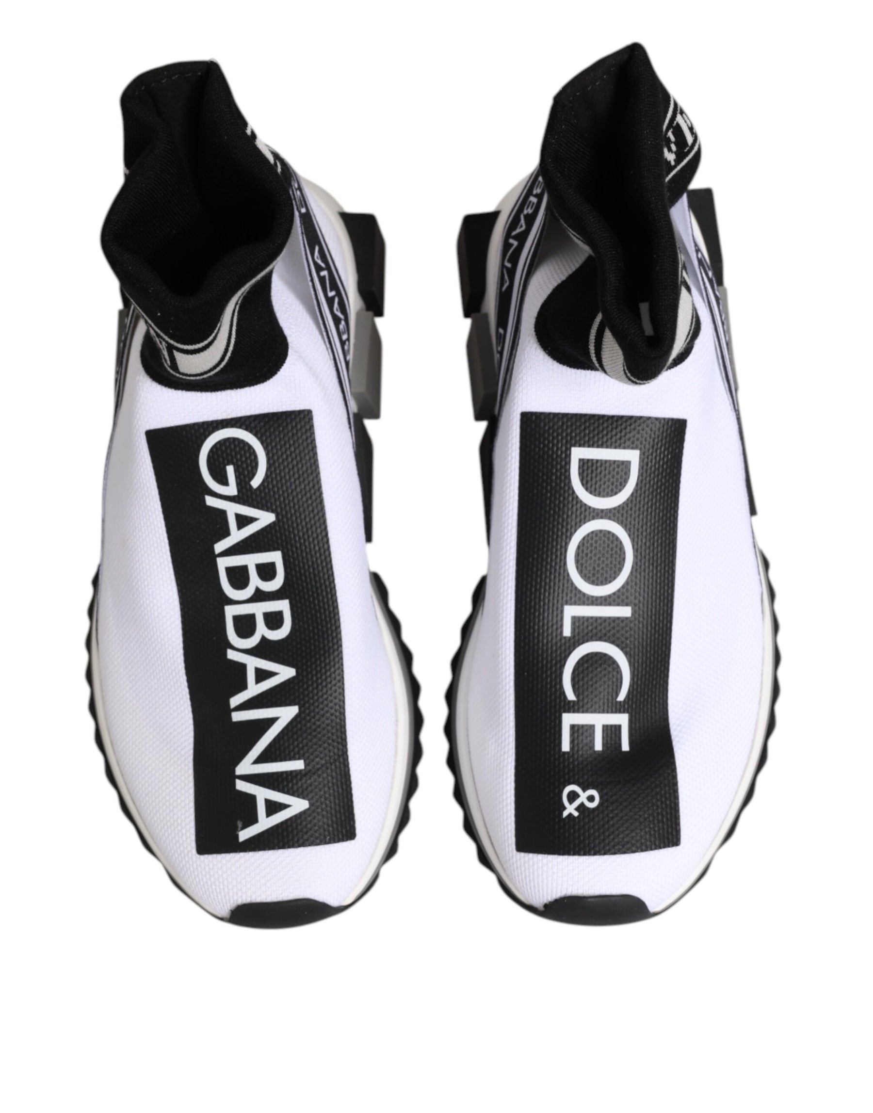 Dolce & Gabbana White Black Sorrento Socks Sneakers Shoes | Regal Royce