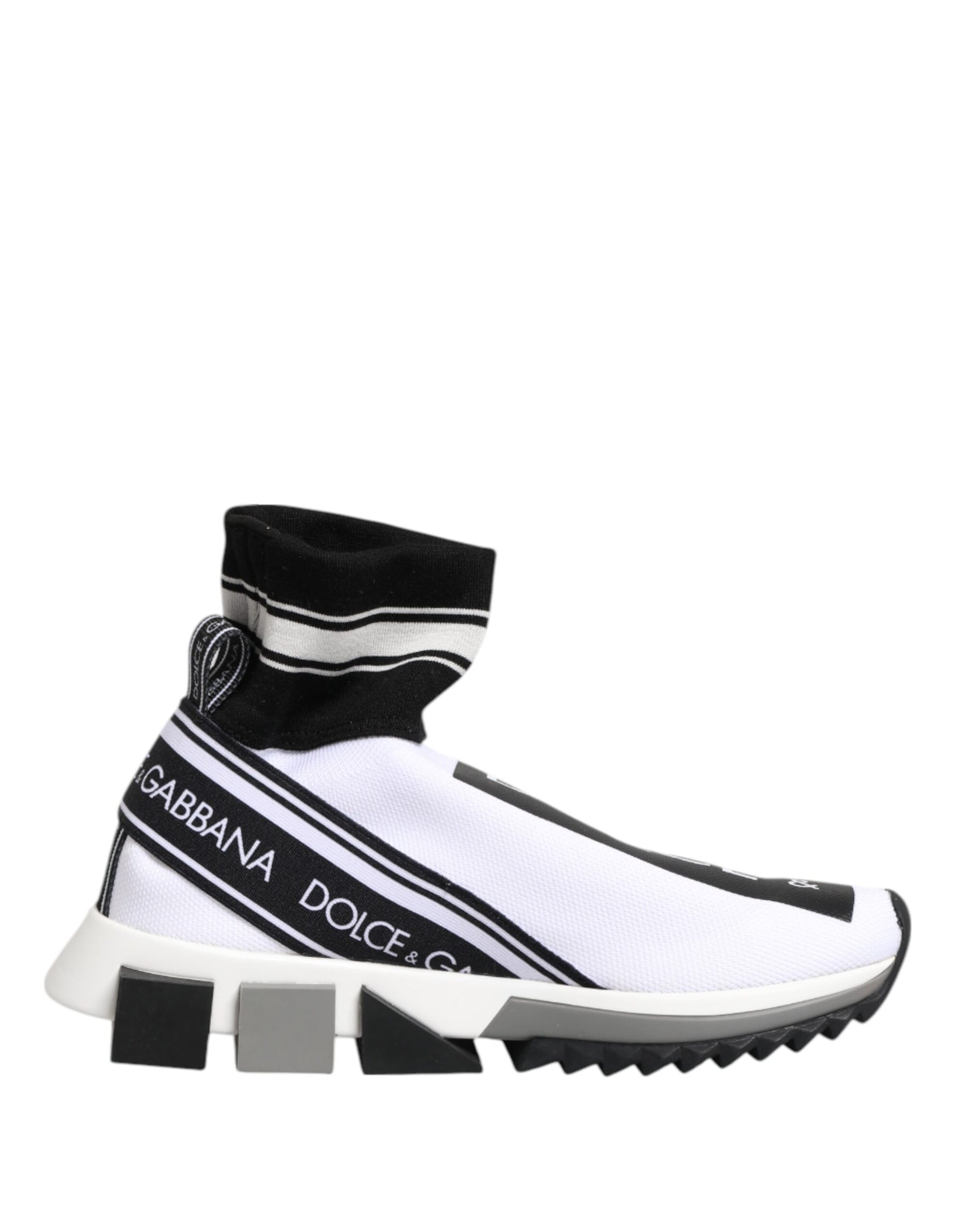 Dolce & Gabbana White Black Sorrento Socks Sneakers Shoes | Regal Royce
