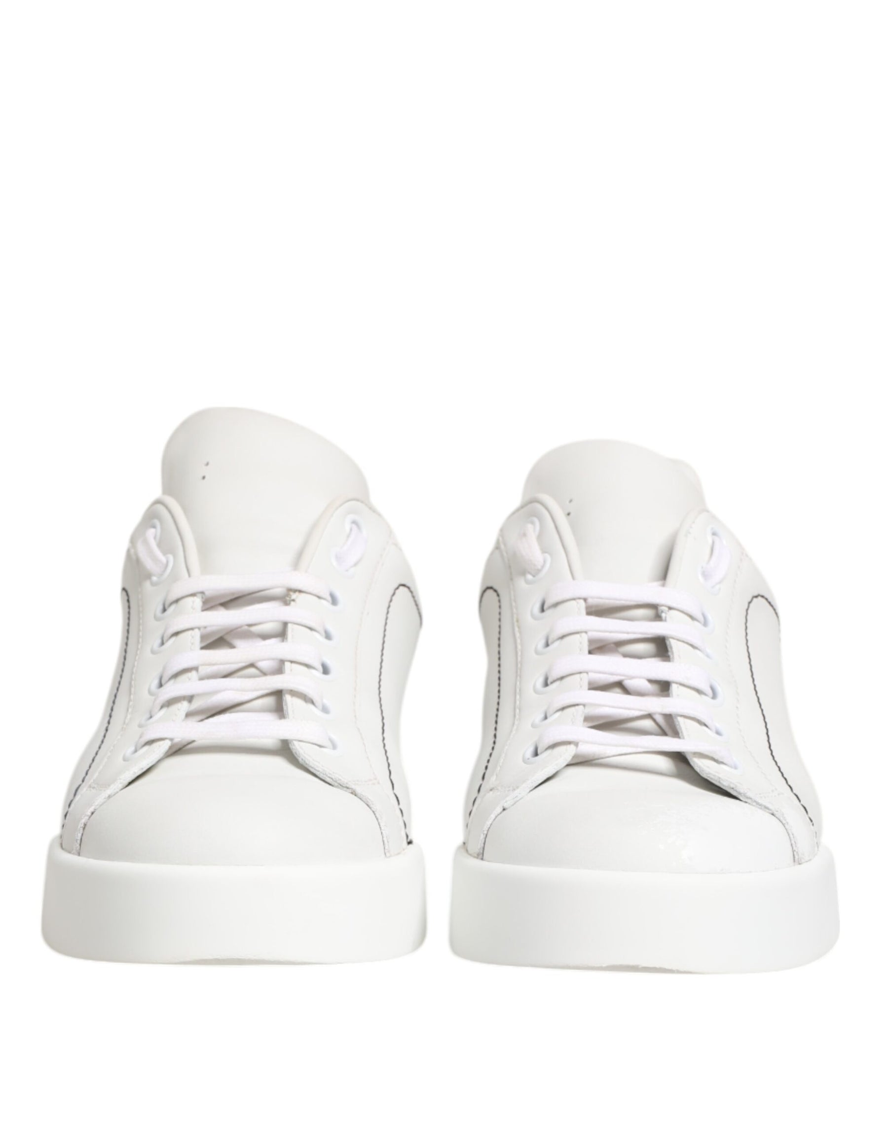 Dolce & Gabbana White Gold Leather Low Top Sneakers Shoes | Regal Royce