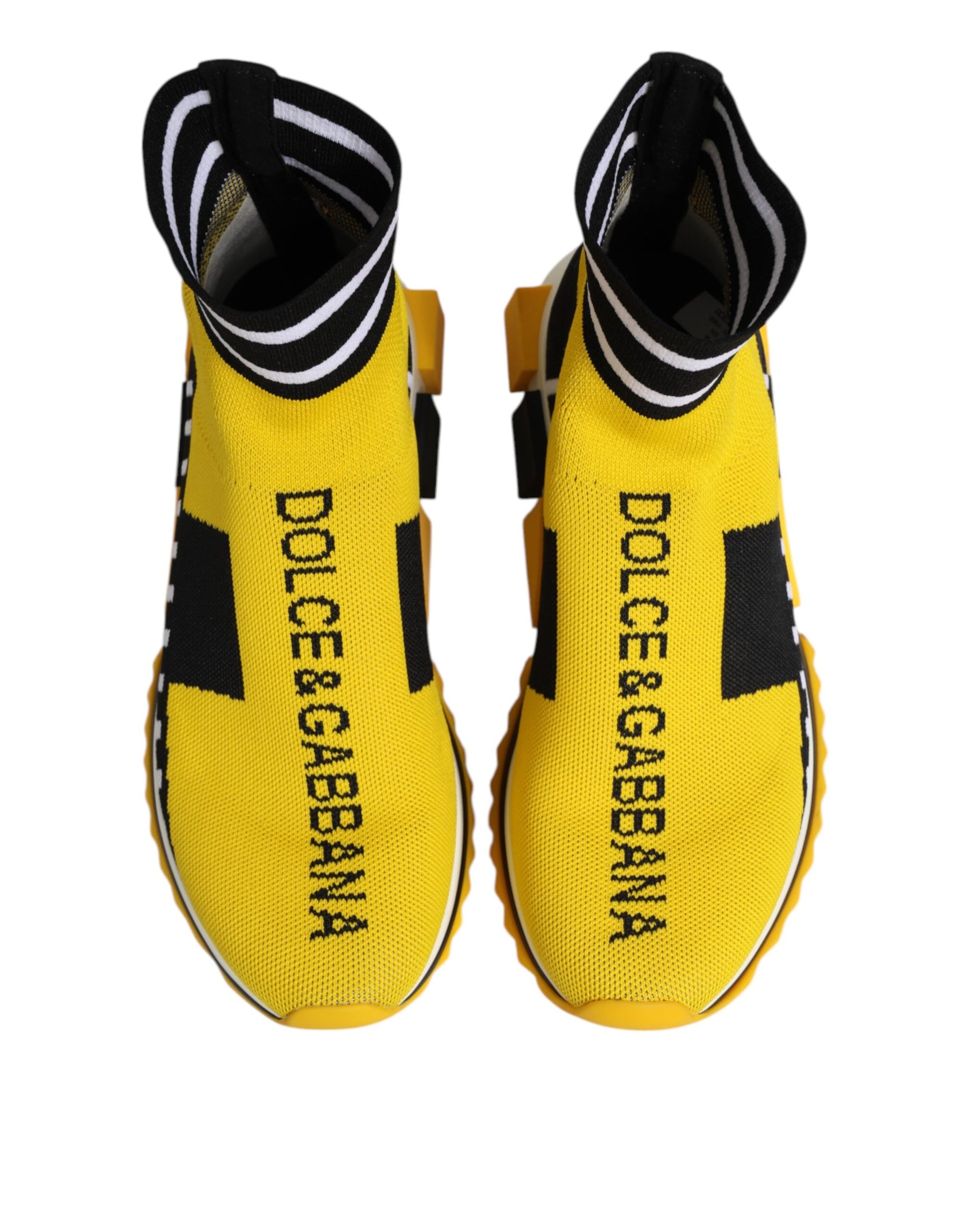 Dolce & Gabbana Yellow Black Sorrento Socks Sneakers Shoes | Regal Royce