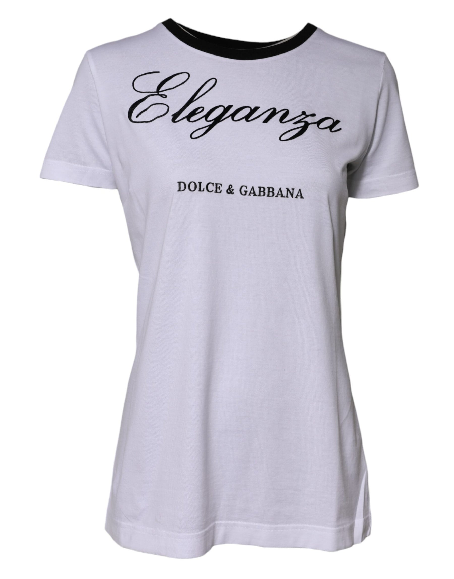 Dolce & Gabbana White Eleganza Cotton Crew Neck Tee T-shirt | Regal Royce