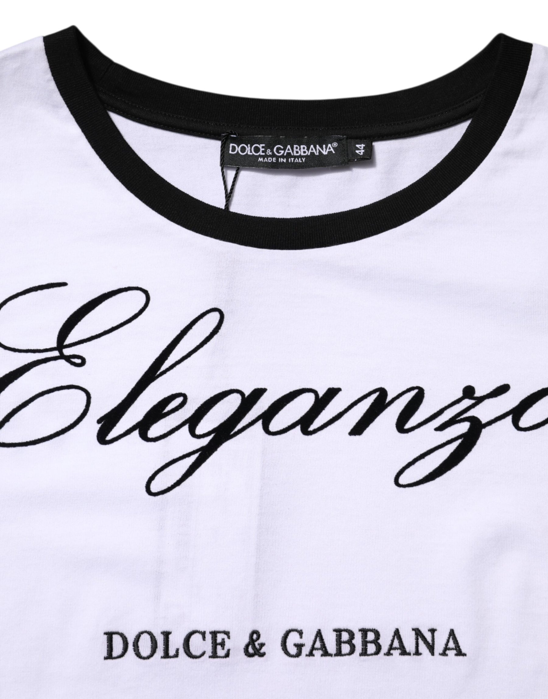 Dolce & Gabbana White Eleganza Cotton Crew Neck Tee T-shirt | Regal Royce