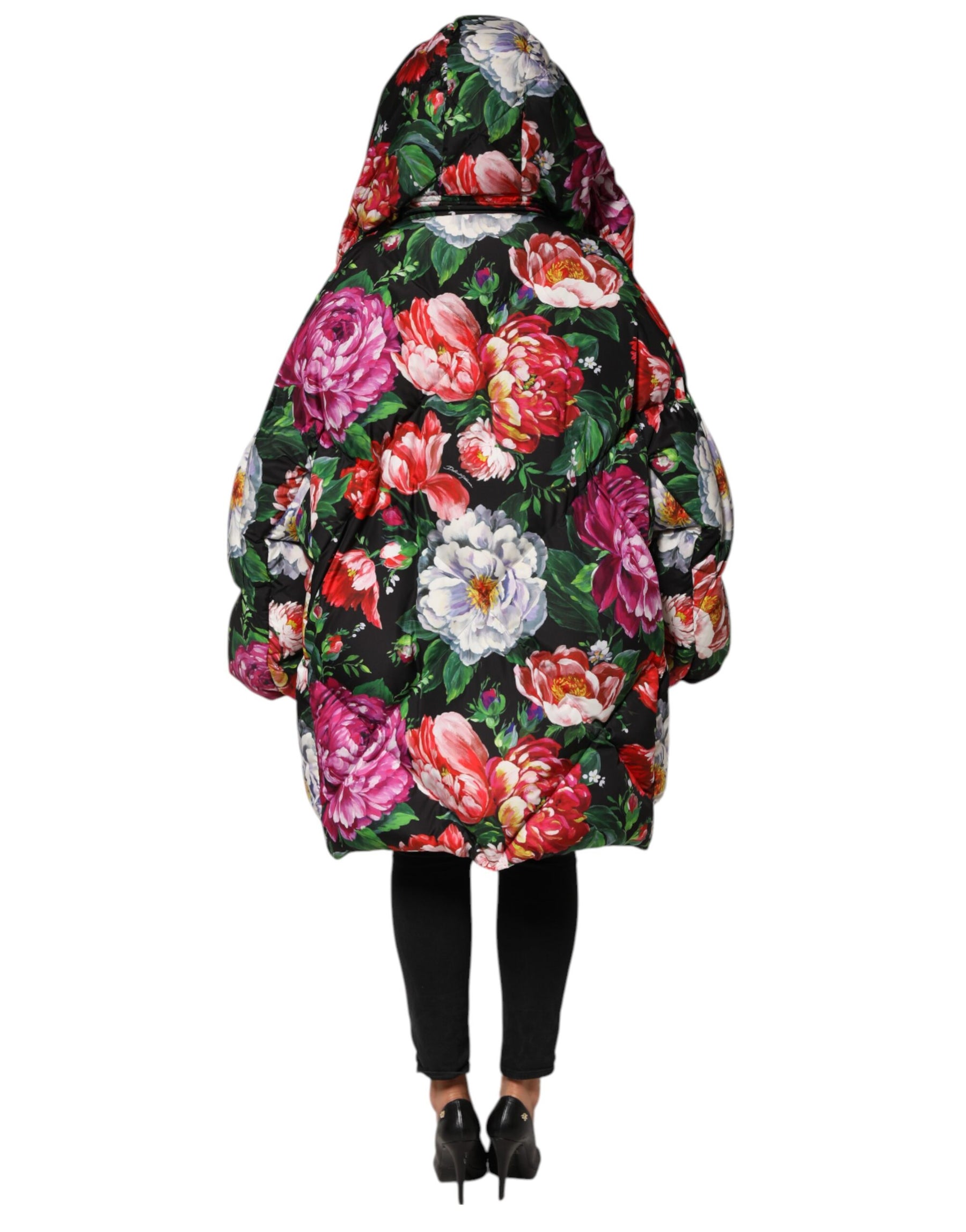 Dolce & Gabbana Multicolor Floral Hooded Puffer Coat Jacket | Regal Royce