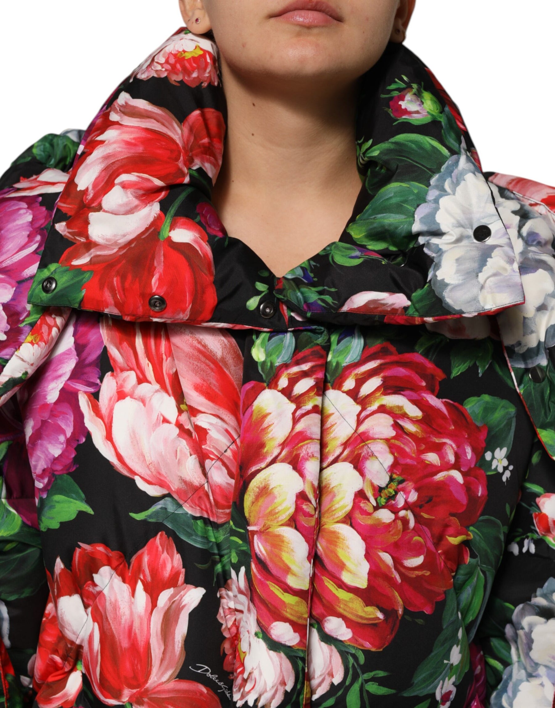 Dolce & Gabbana Multicolor Floral Hooded Puffer Coat Jacket | Regal Royce