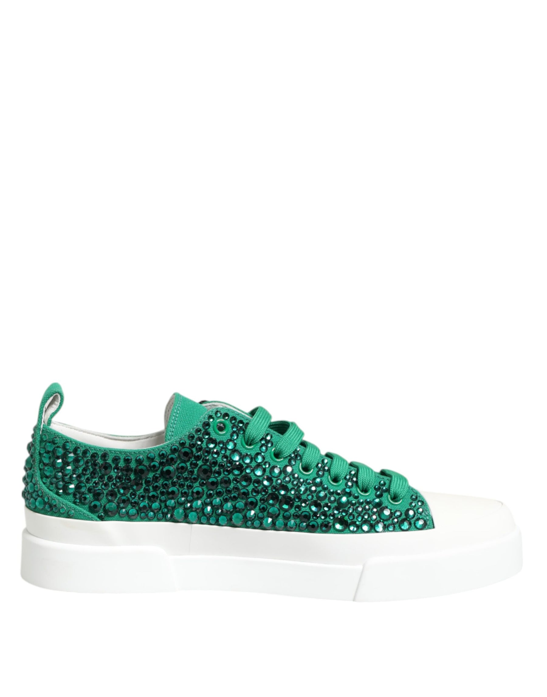 Dolce & Gabbana Green Portofino Crystal DG Logo Sneakers Shoes | Regal Royce