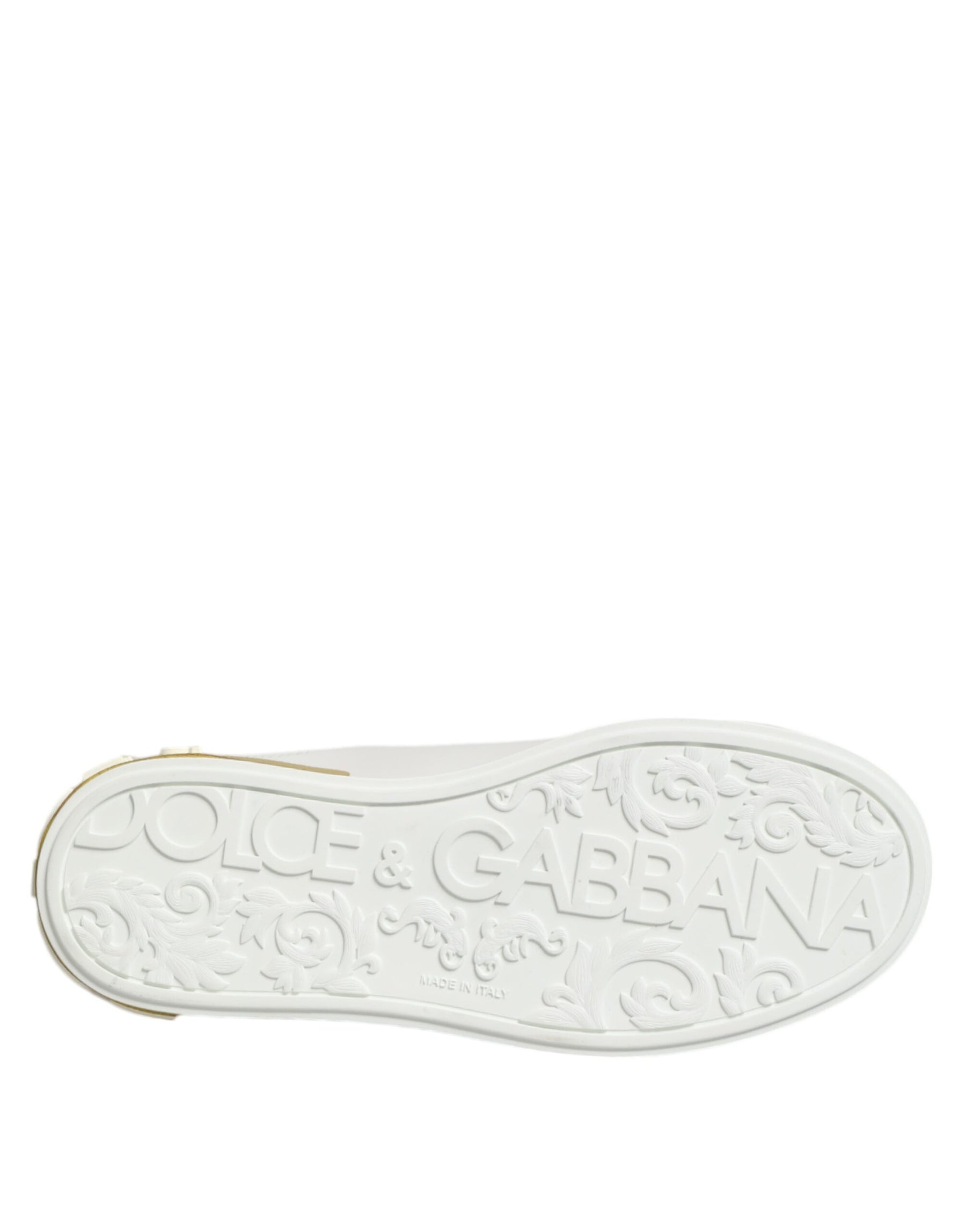 Dolce & Gabbana White Yellow Leather Low Top Sneakers Shoes | Regal Royce
