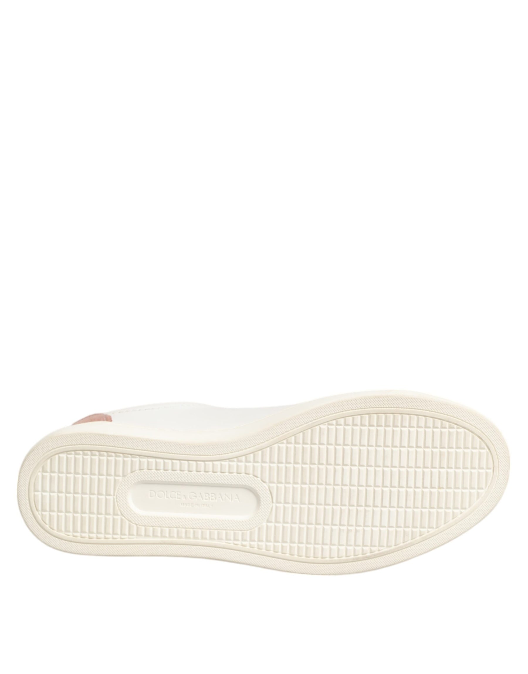 Dolce & Gabbana White Pink Leather Low Top Sneakers Shoes | Regal Royce